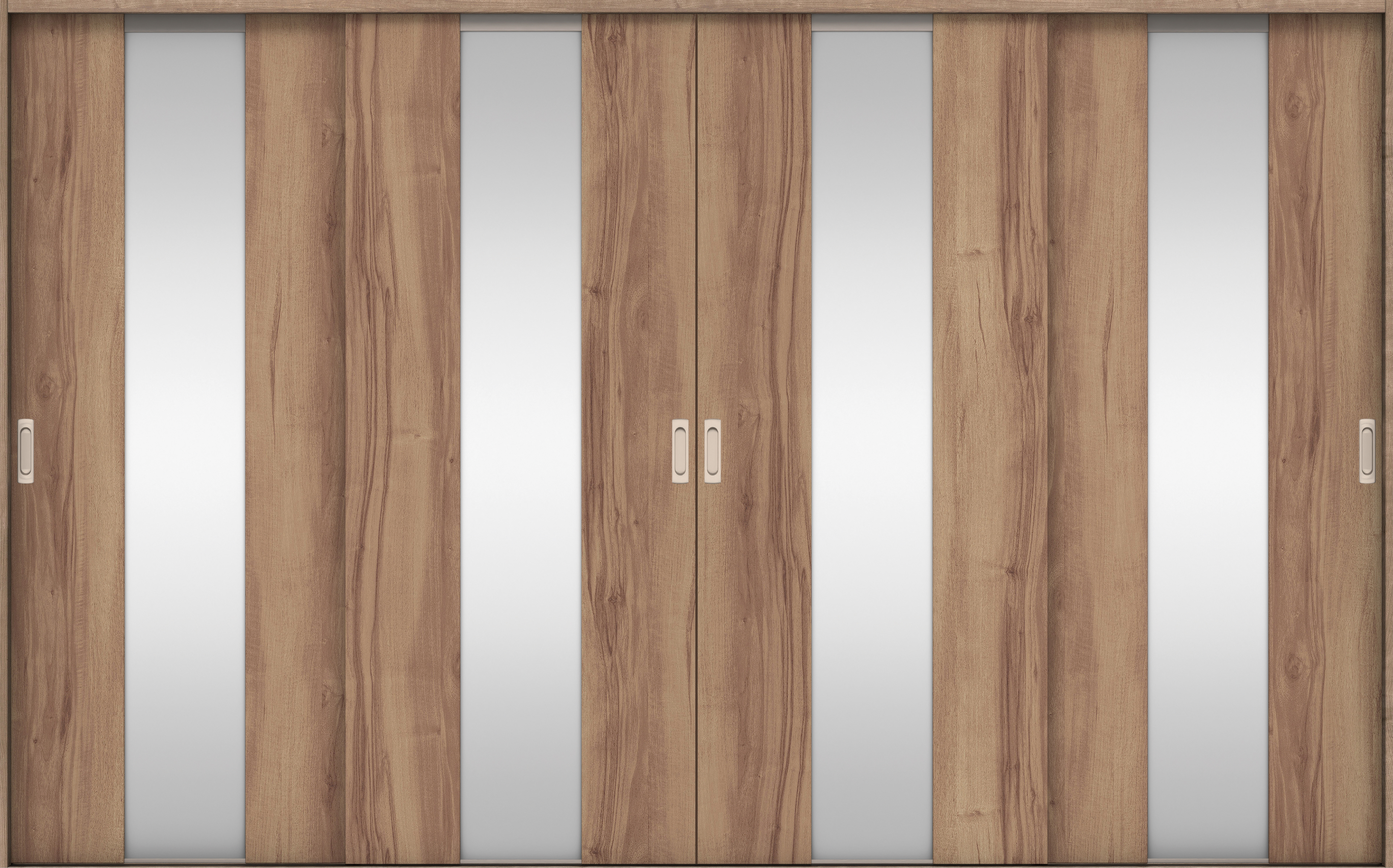 リビングドア　イエリア　引戸・４枚引違　扉セット　Ｇ５デザイン　３２６６幅用　２０００高　〈バームブラウン柄〉　左右兼用　錠なし　ラクラクローズ付