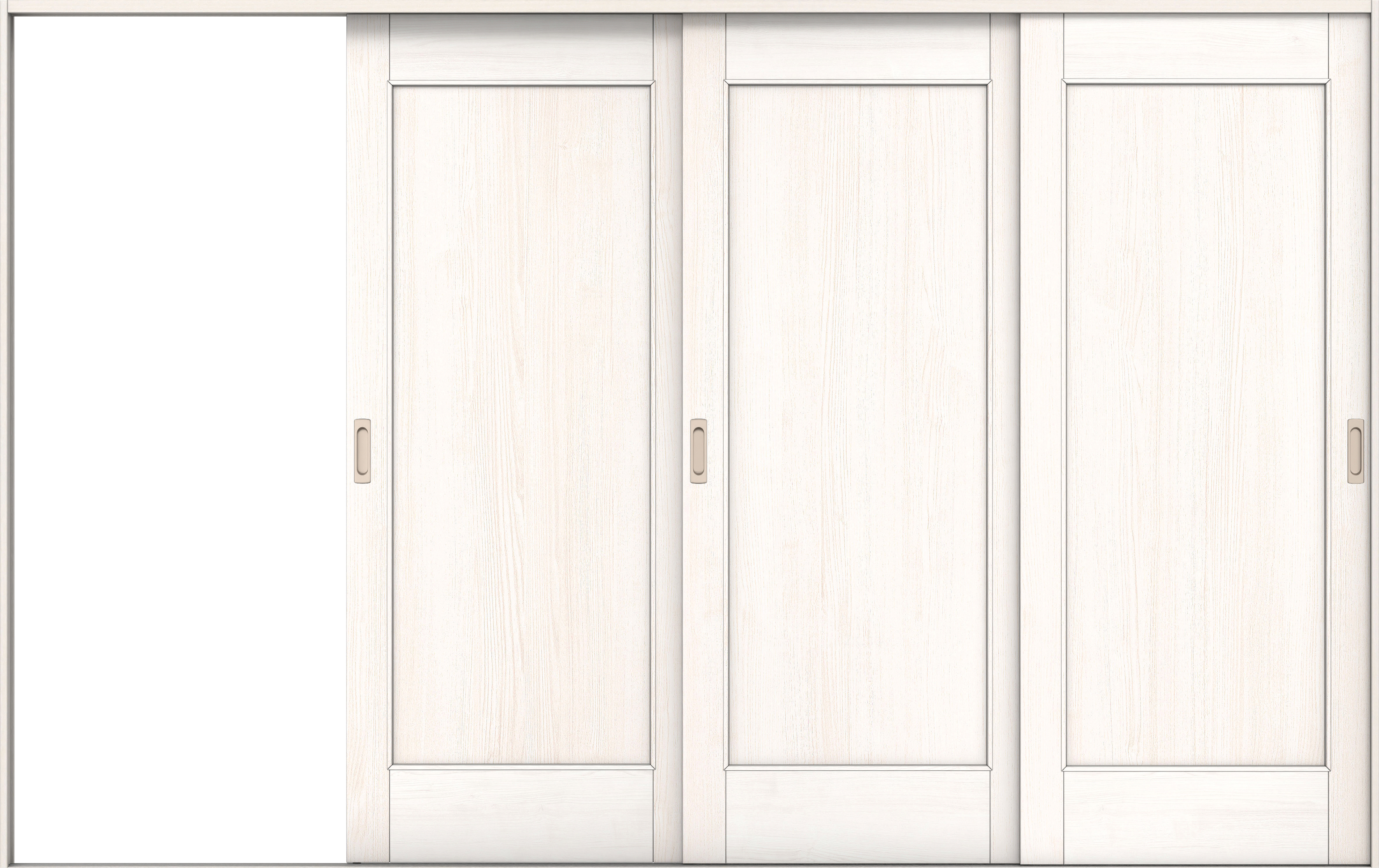 リビングドア　イエリア　引戸・３枚片引　扉セット　０１デザイン　３２２９幅用　２０００高　〈ネオホワイト柄〉　左引用　錠なし　ラクラクローズ付