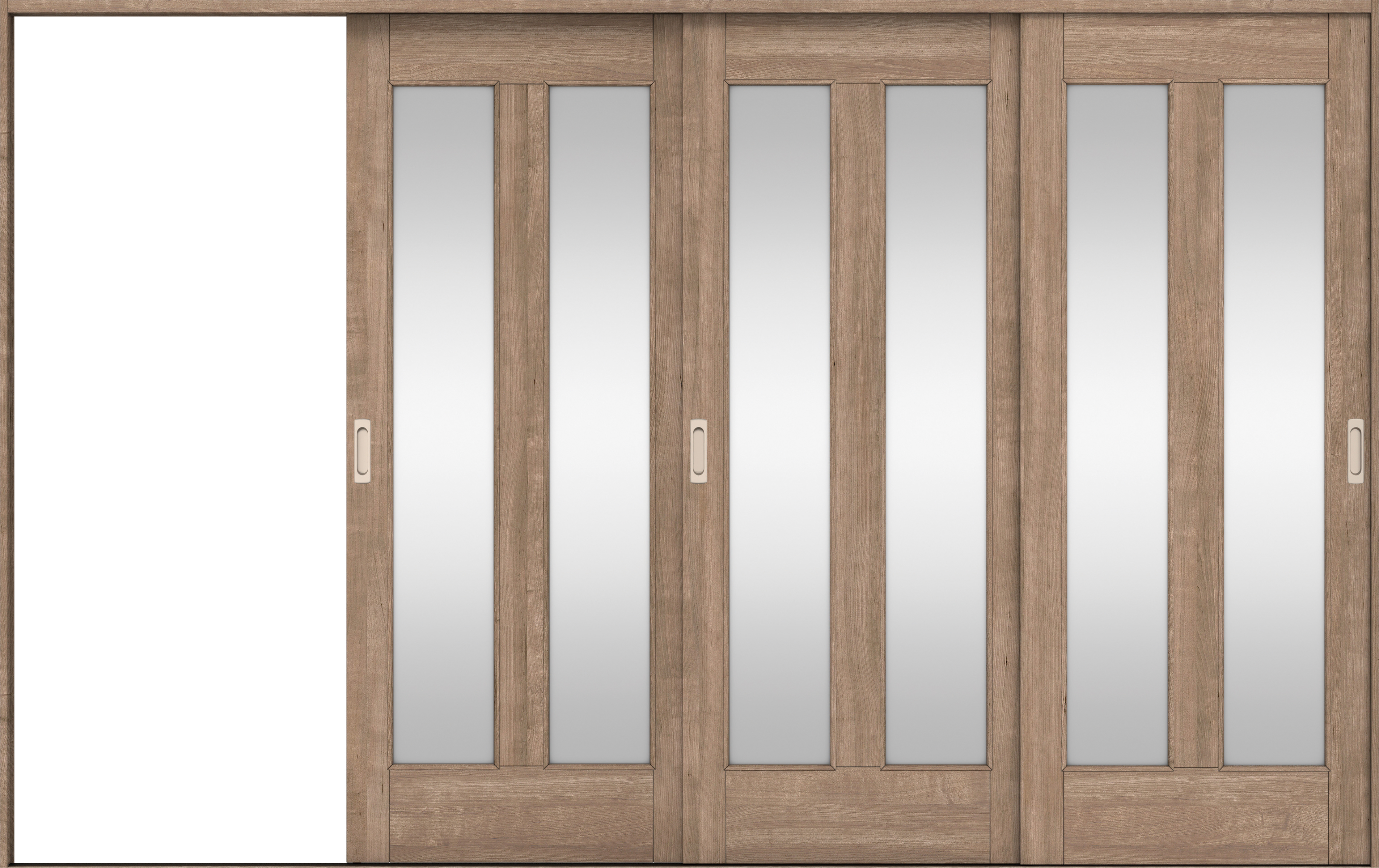 リビングドア　イエリア　引戸・３枚片引　扉セット　０６デザイン　３２２９幅用　２０００高　〈トープグレー柄〉　左引用　錠なし　ラクラクローズ付