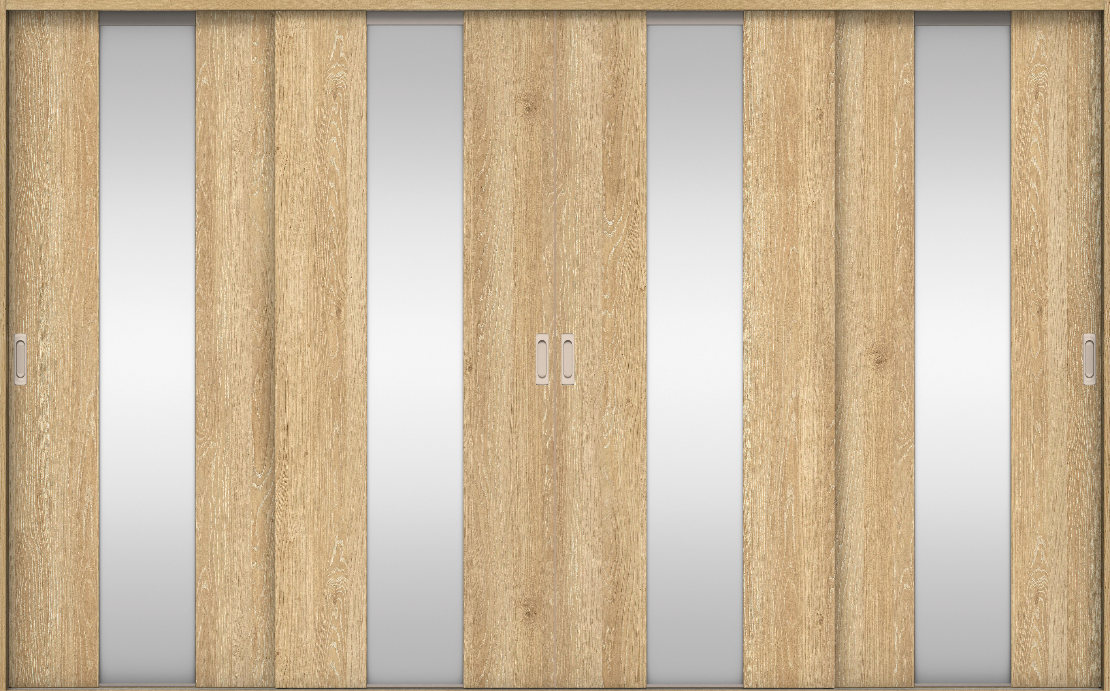 リビングドア　イエリア　引戸・４枚引違　扉セット　Ｇ５デザイン　３２６６幅用　２０００高　〈ミルキーオーカー柄〉　左右兼用　錠なし　ラクラクローズ付