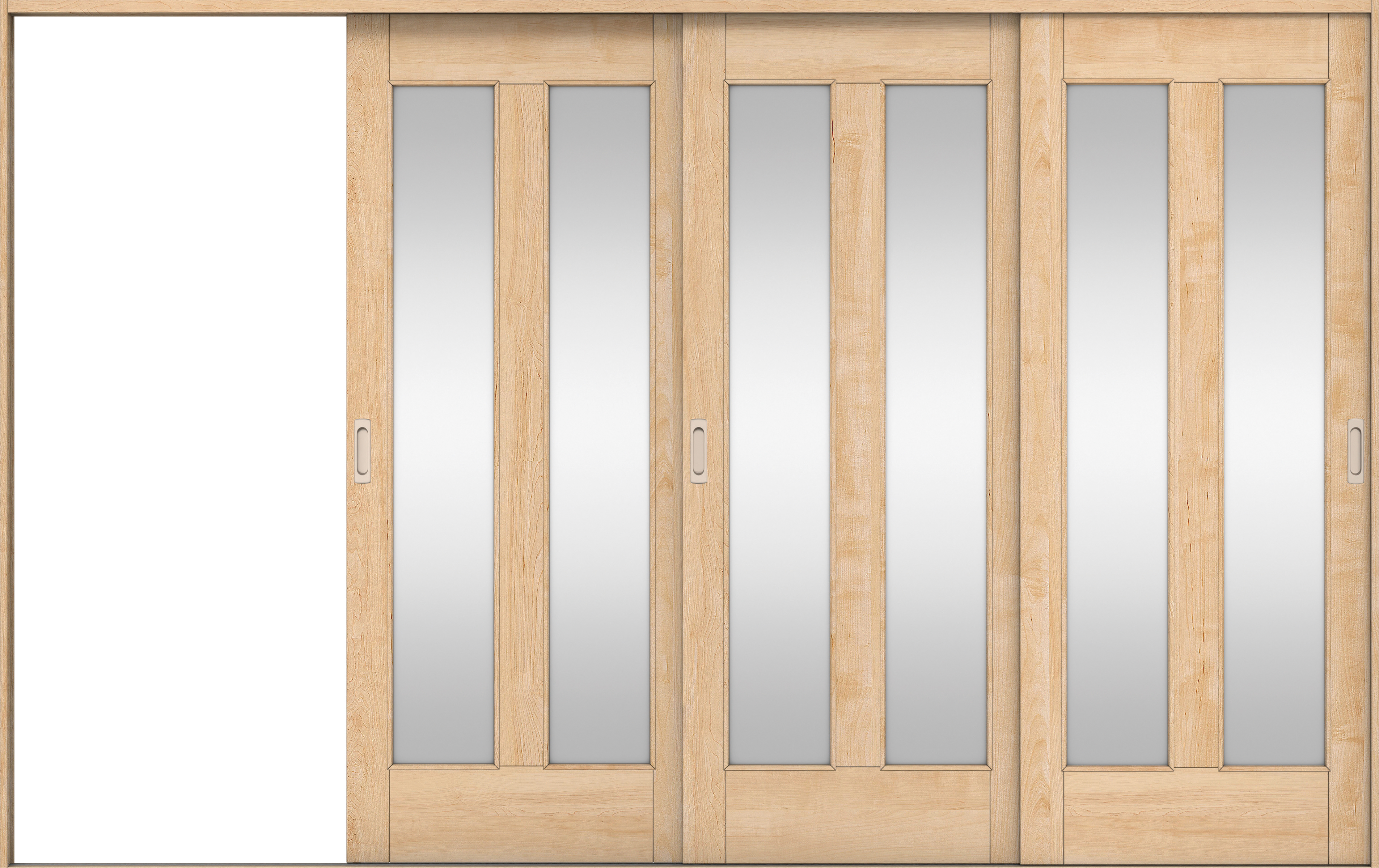 リビングドア　イエリア　引戸・３枚片引　扉セット　０６デザイン　３２２９幅用　２０００高　〈ミルベージュ柄〉　左引用　錠なし　ラクラクローズ付