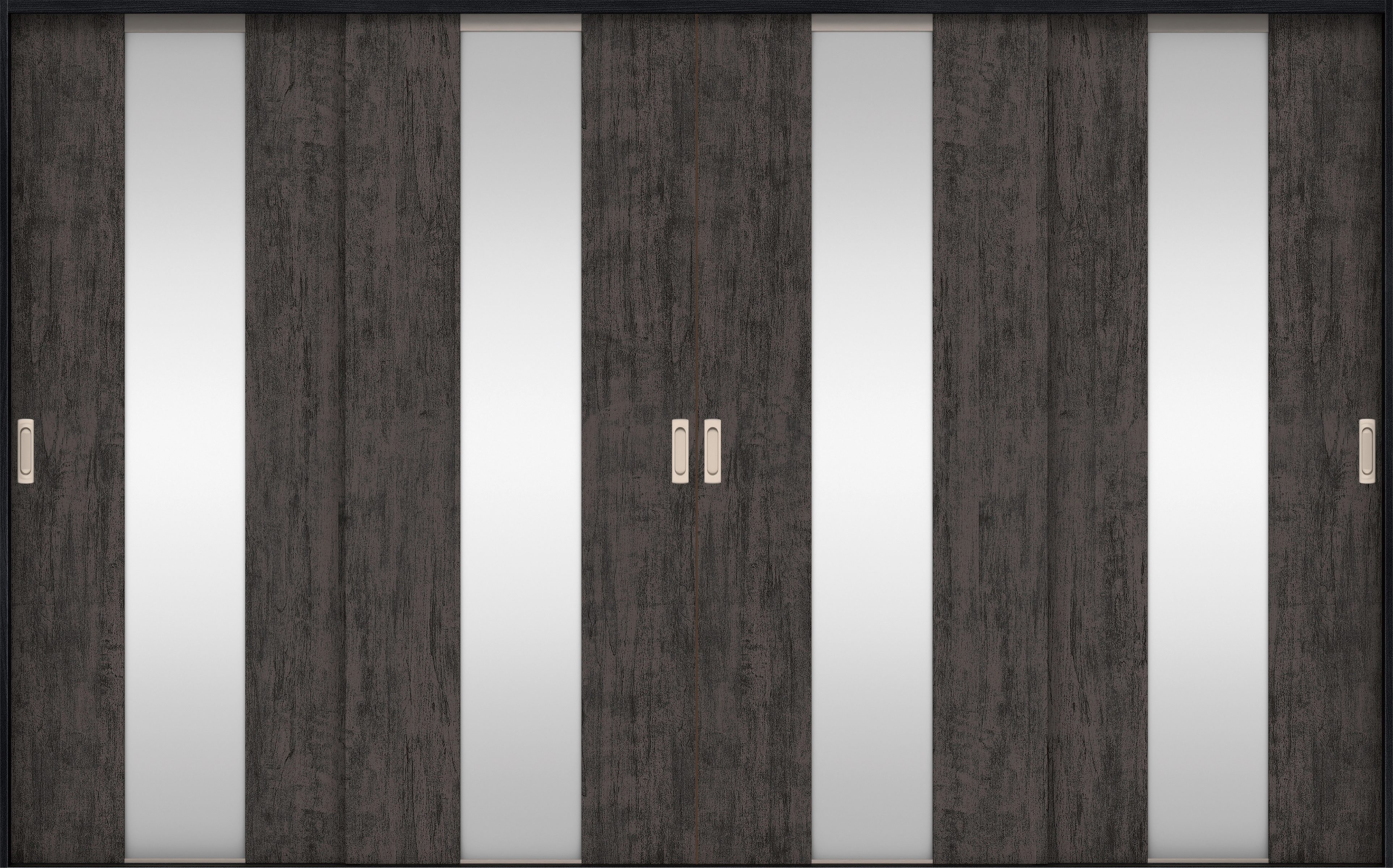 リビングドア　イエリア　引戸・４枚引違　扉セット　Ｇ５デザイン　３２６６幅用　２０００高　〈ドライブラック柄〉　左右兼用　錠なし　ラクラクローズ付