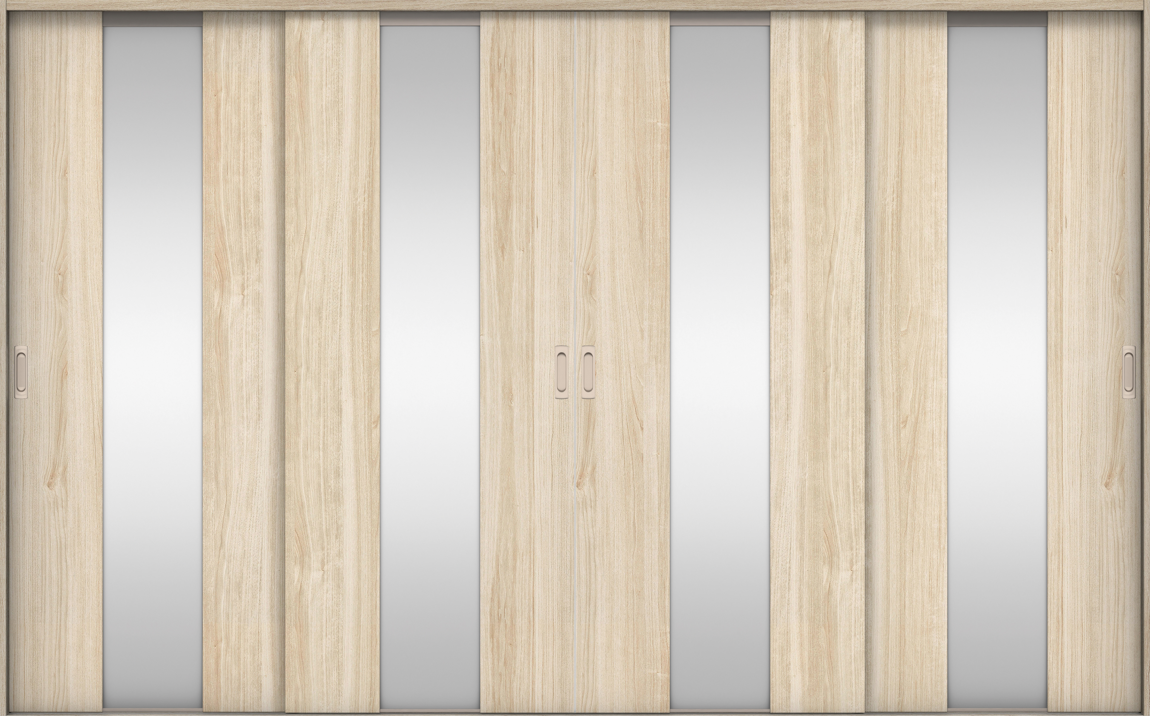 リビングドア　イエリア　引戸・４枚引違　扉セット　Ｇ５デザイン　３２６６幅用　２０００高　〈コットンベージュ柄〉　左右兼用　錠なし　ラクラクローズ付