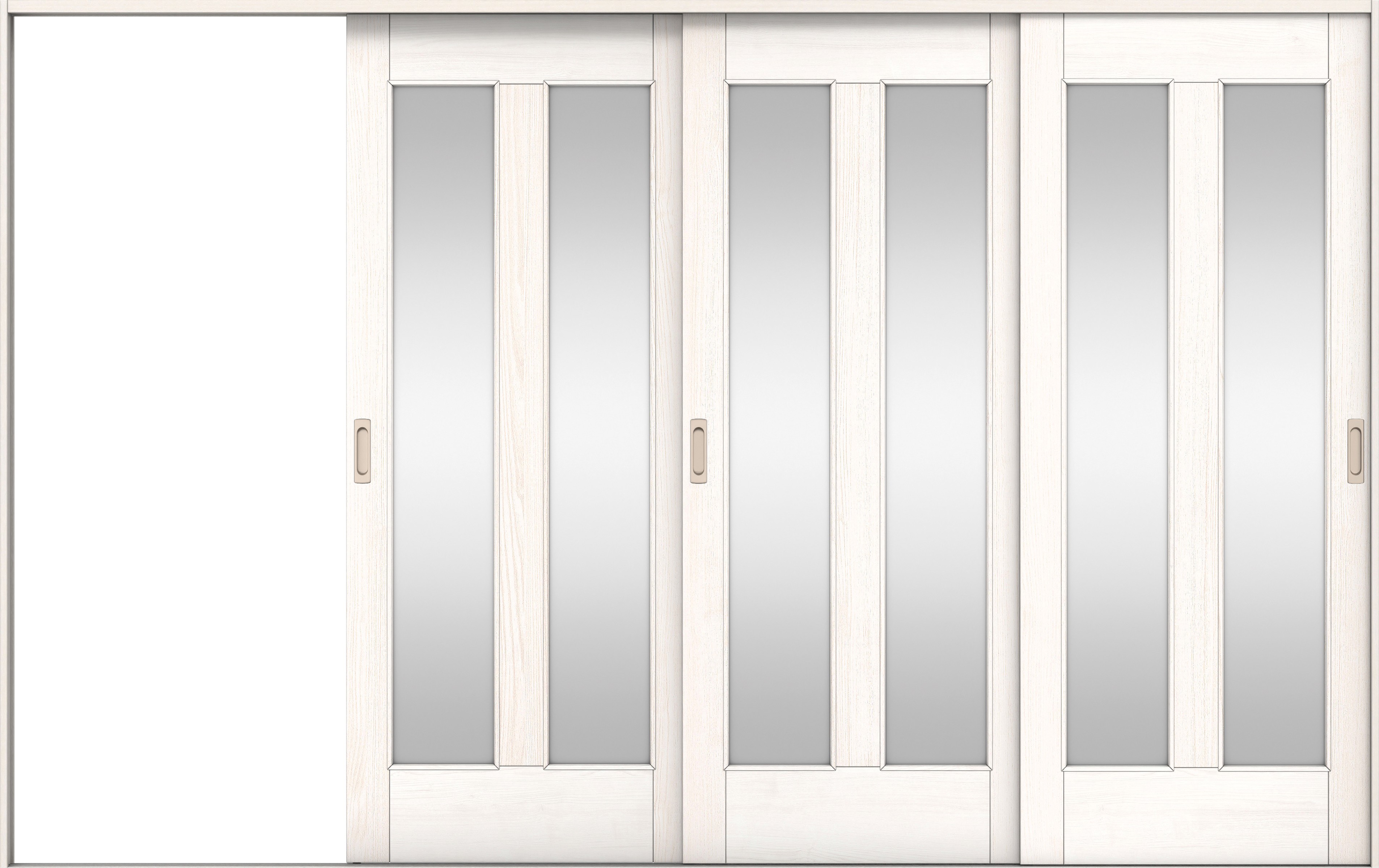 リビングドア　イエリア　引戸・３枚片引　扉セット　０６デザイン　３２２９幅用　２０００高　〈ネオホワイト柄〉　左引用　錠なし　ラクラクローズ付