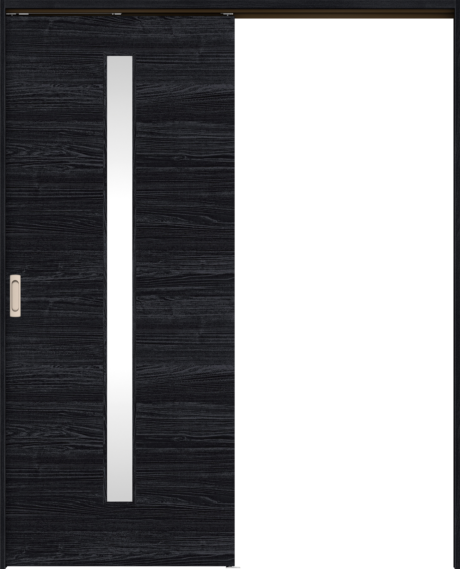 リビングドア　イエリア　吊戸・片引　扉セット　Ｕ８デザイン　１６４５幅用　２０００高　〈モスブラック柄〉　左右兼用　錠なし　ラクラクローズ付用