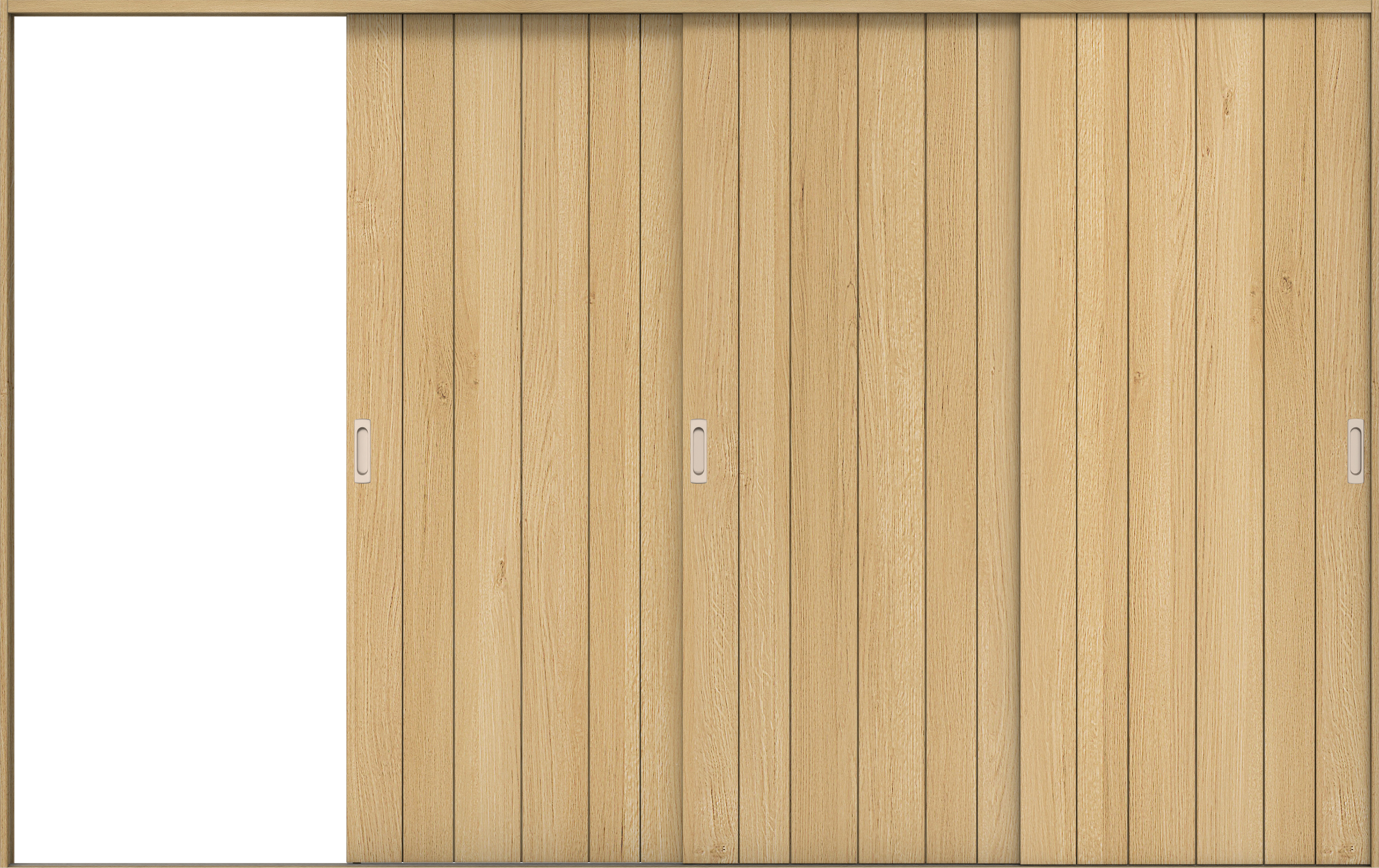 リビングドア　イエリア　引戸・３枚片引　扉セット　０Ｓデザイン　３２２９幅用　２０００高　〈ライトオーカー柄〉　左引用　錠なし　ラクラクローズ付