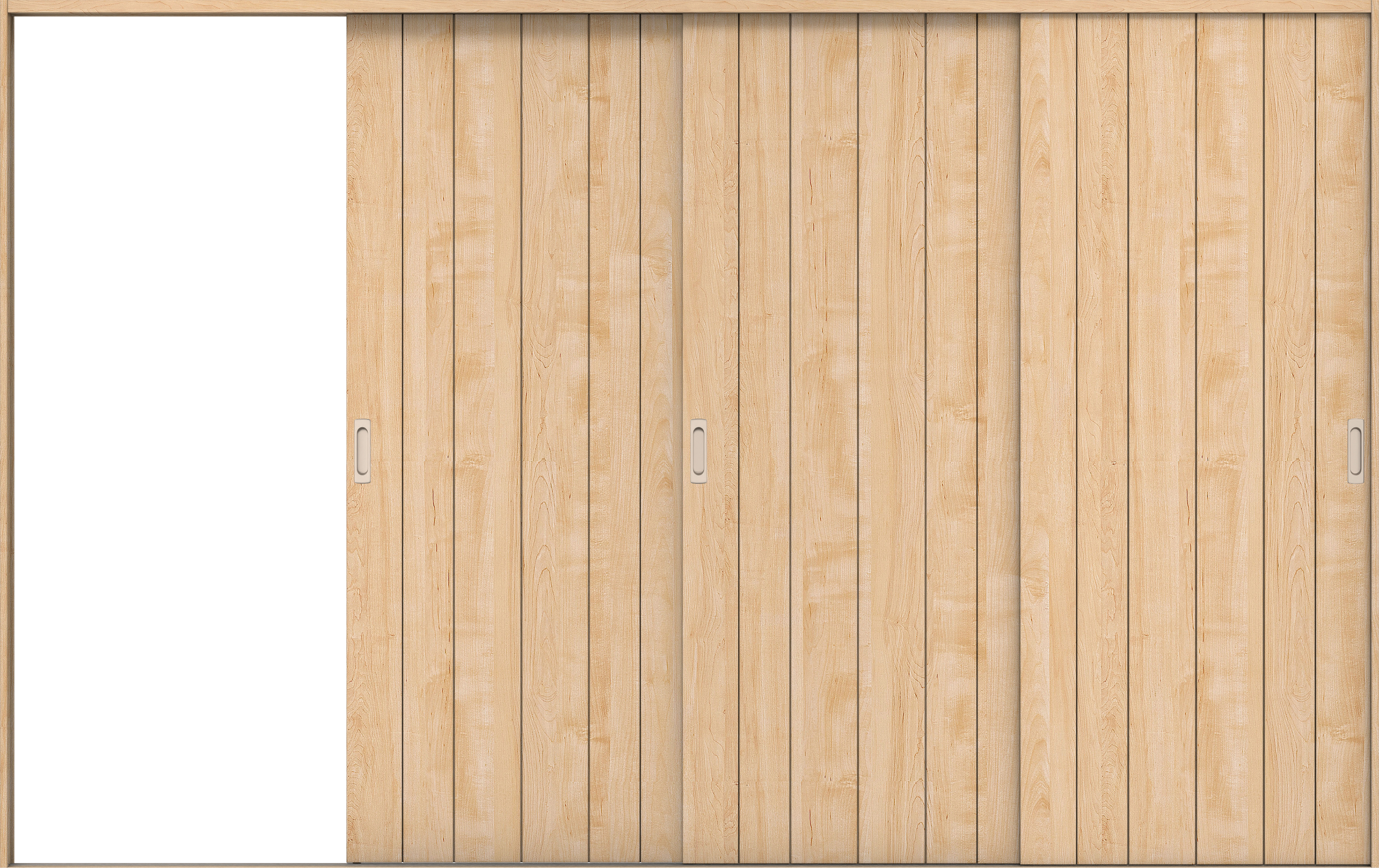 リビングドア　イエリア　引戸・３枚片引　扉セット　０Ｓデザイン　３２２９幅用　２０００高　〈ミルベージュ柄〉　左引用　錠なし　ラクラクローズ付