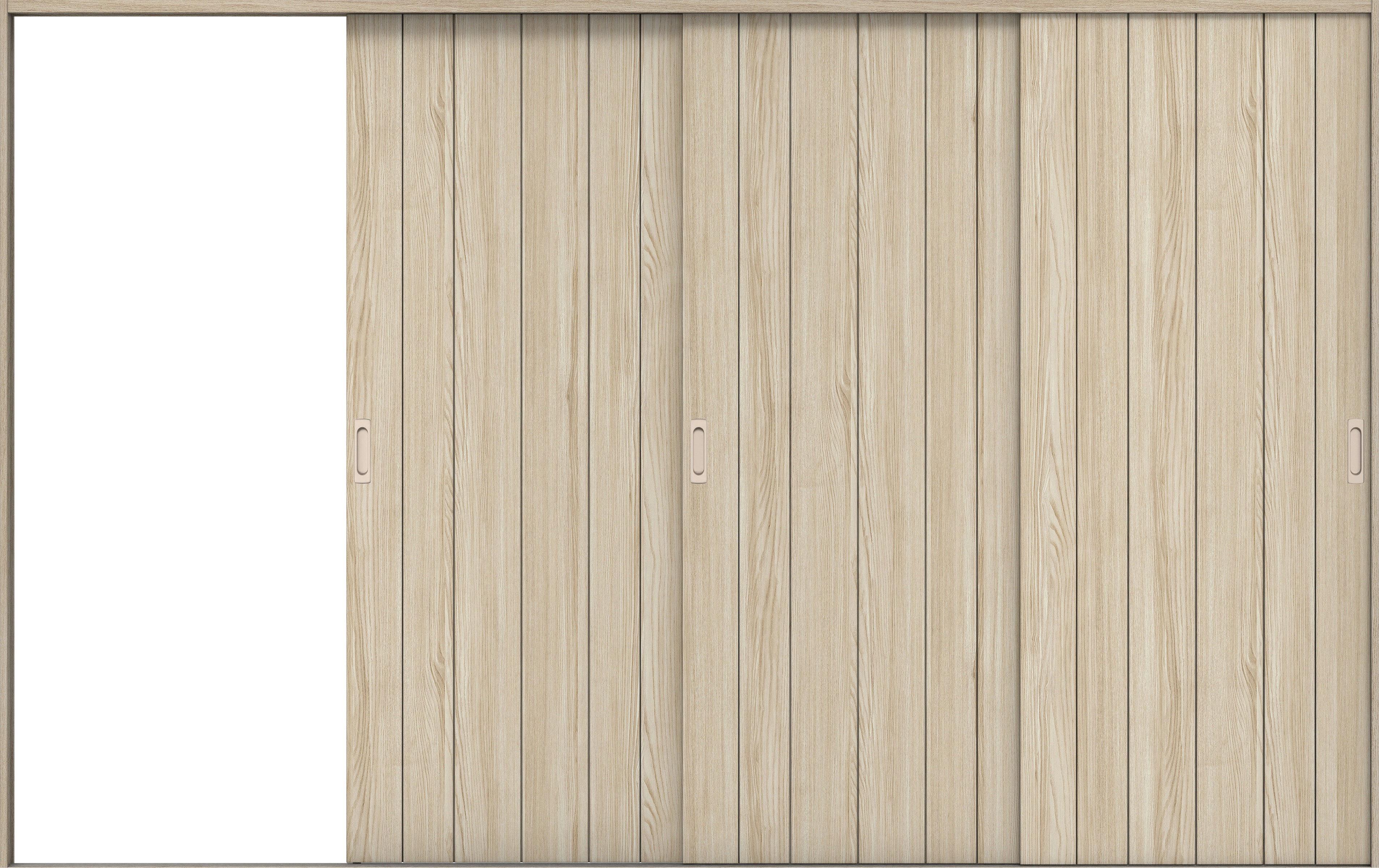 リビングドア　イエリア　引戸・３枚片引　扉セット　０Ｓデザイン　３２２９幅用　２０００高　〈ソフトグレージュ柄〉　左引用　錠なし　ラクラクローズ付