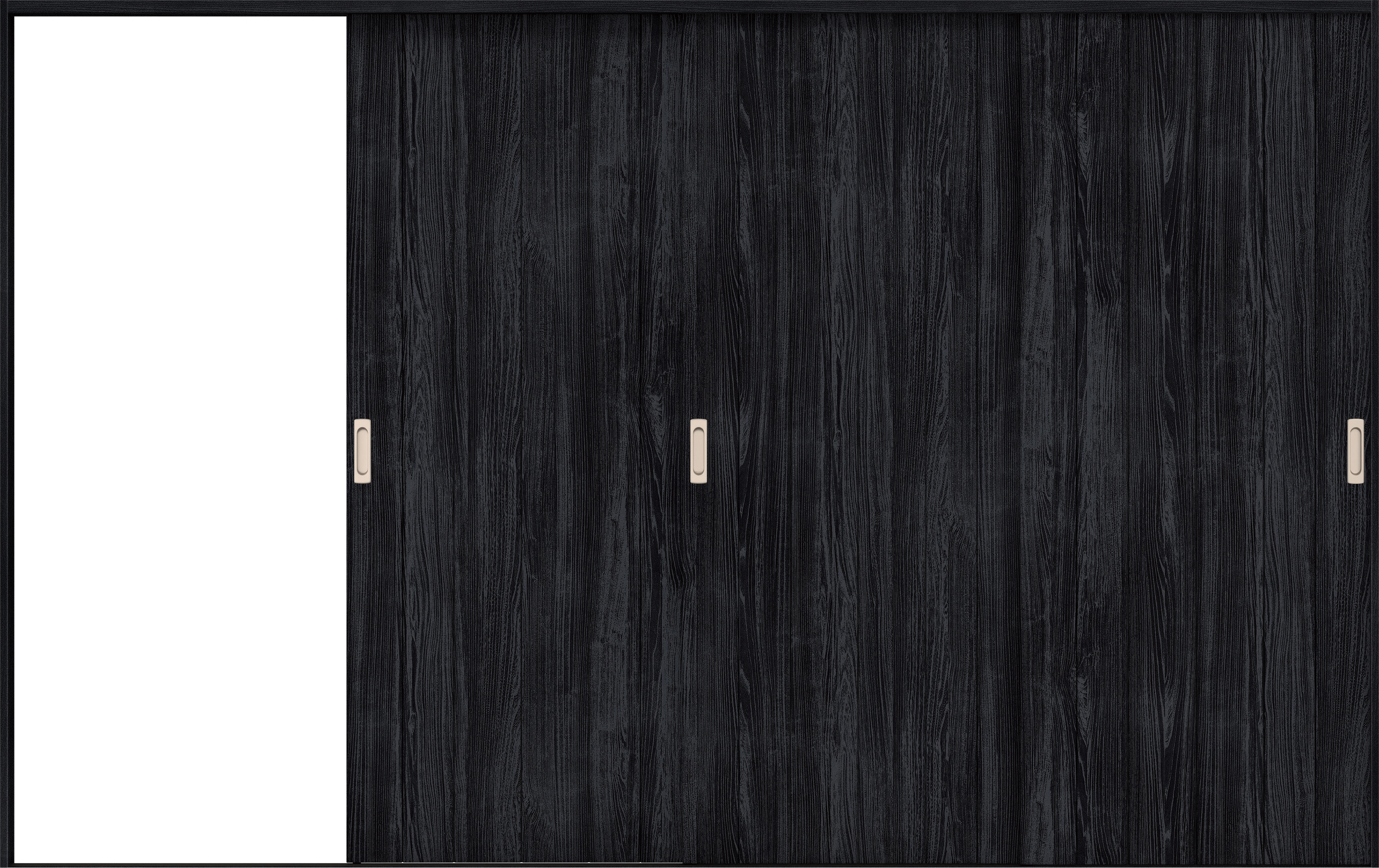 リビングドア　イエリア　引戸・３枚片引　扉セット　０Ｓデザイン　３２２９幅用　２０００高　〈モスブラック柄〉　左引用　錠なし　ラクラクローズ付