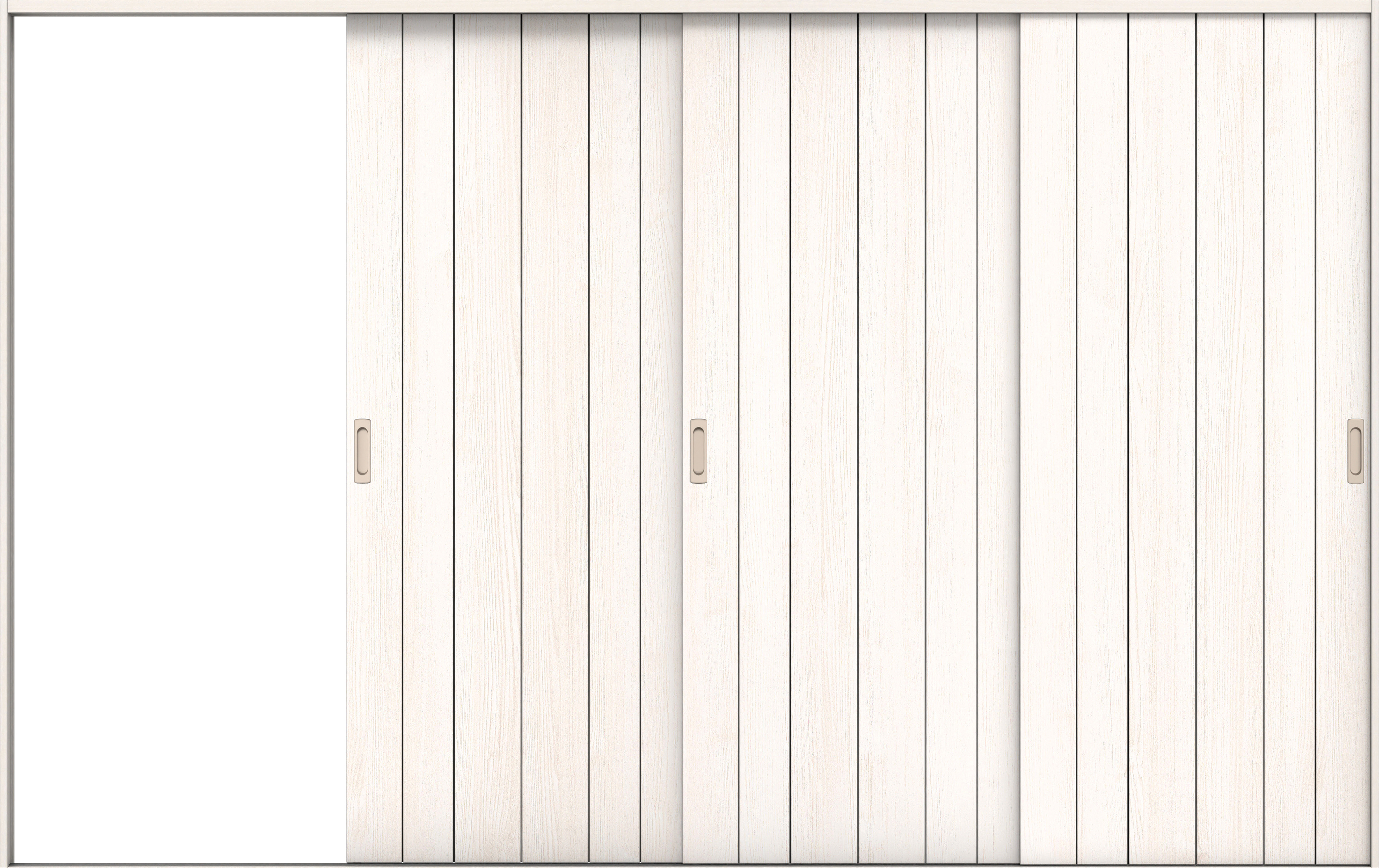 リビングドア　イエリア　引戸・３枚片引　扉セット　０Ｓデザイン　３２２９幅用　２０００高　〈ネオホワイト柄〉　左引用　錠なし　ラクラクローズ付