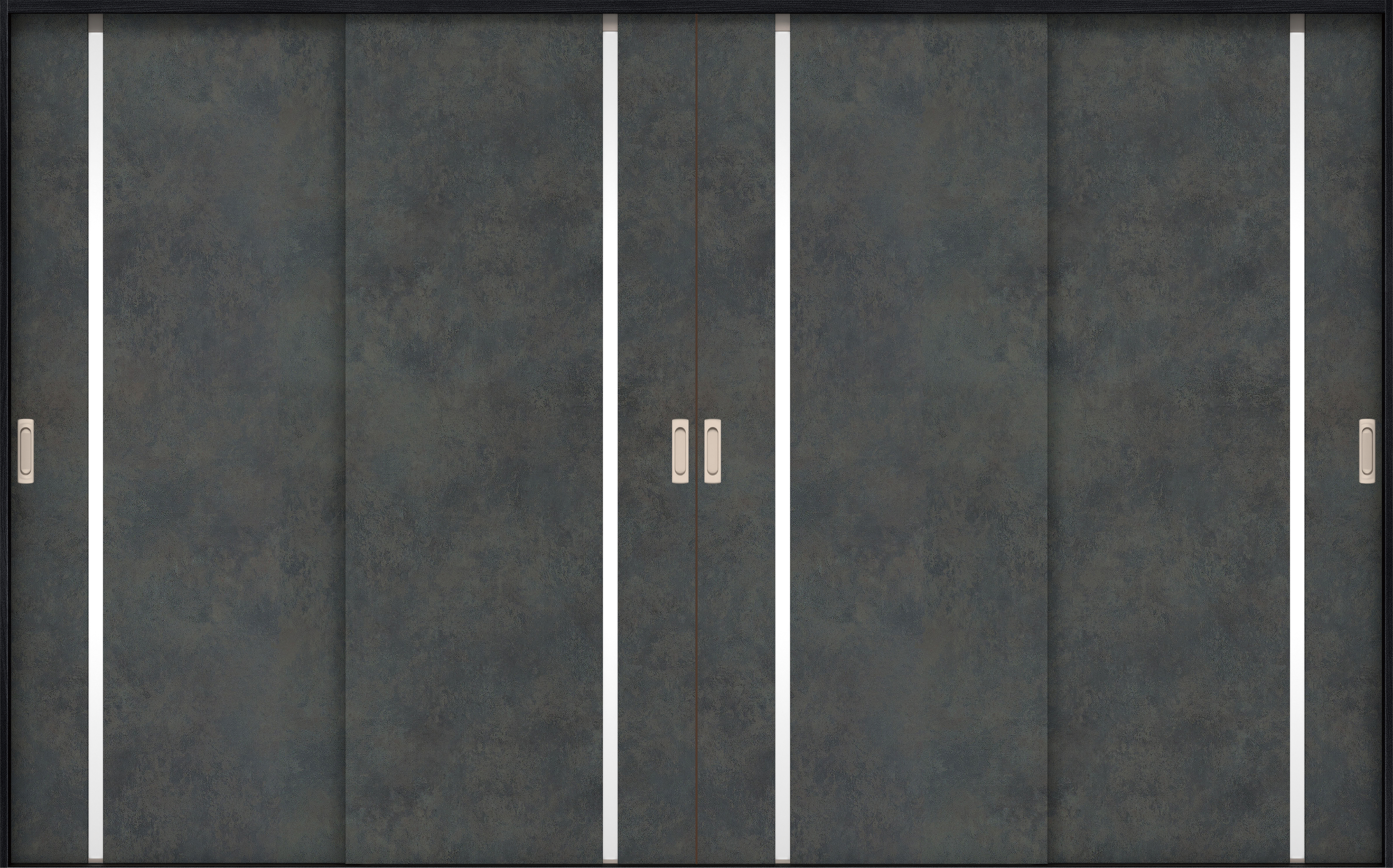 リビングドア　イエリア　引戸・４枚引違　扉セット　Ｌ９デザイン　３２６６幅用　２０００高　〈アイアンブラック柄〉　左右兼用　錠なし　ラクラクローズ付