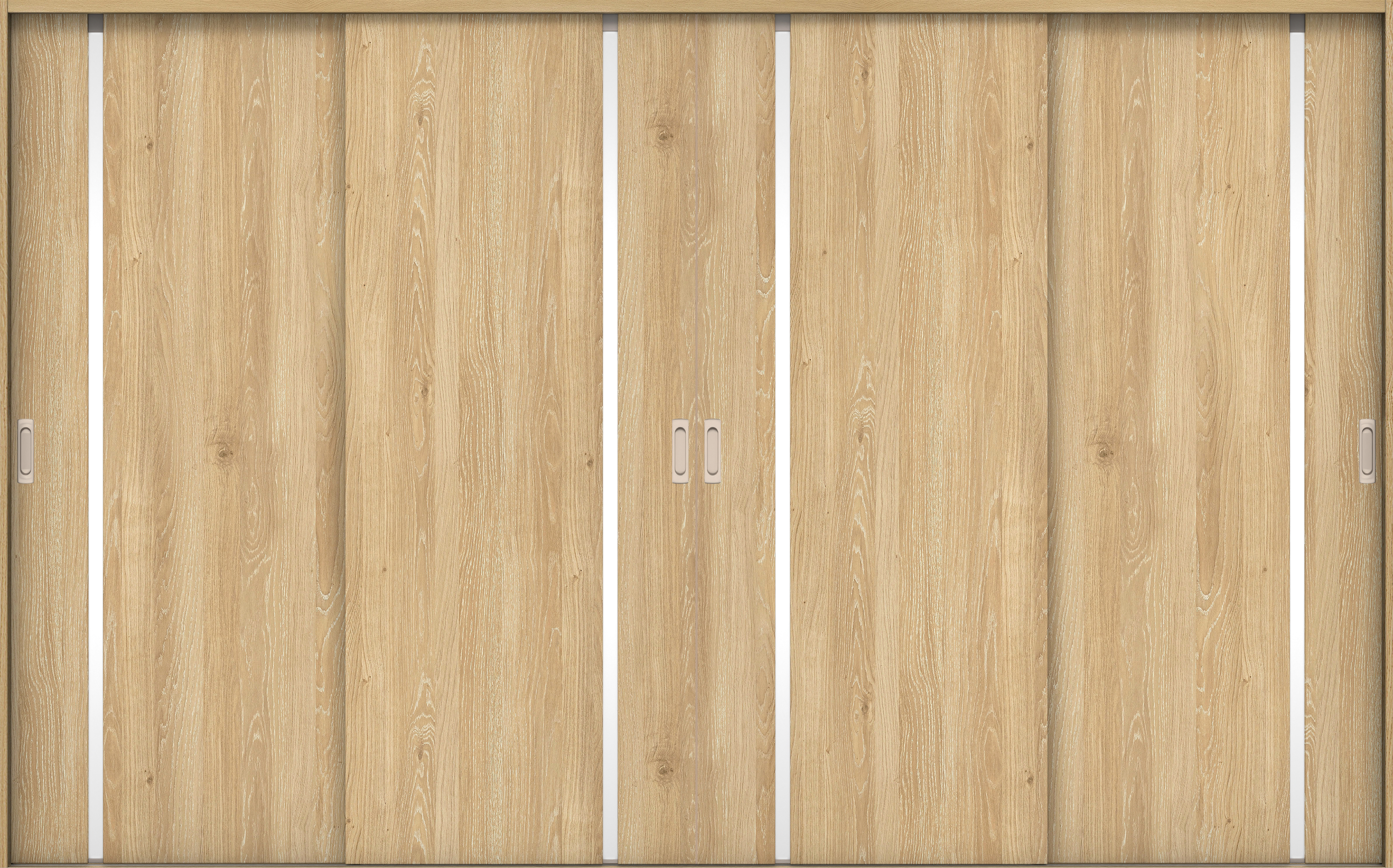 リビングドア　イエリア　引戸・４枚引違　扉セット　Ｌ９デザイン　３２６６幅用　２０００高　〈ミルキーオーカー柄〉　左右兼用　錠なし　ラクラクローズ付