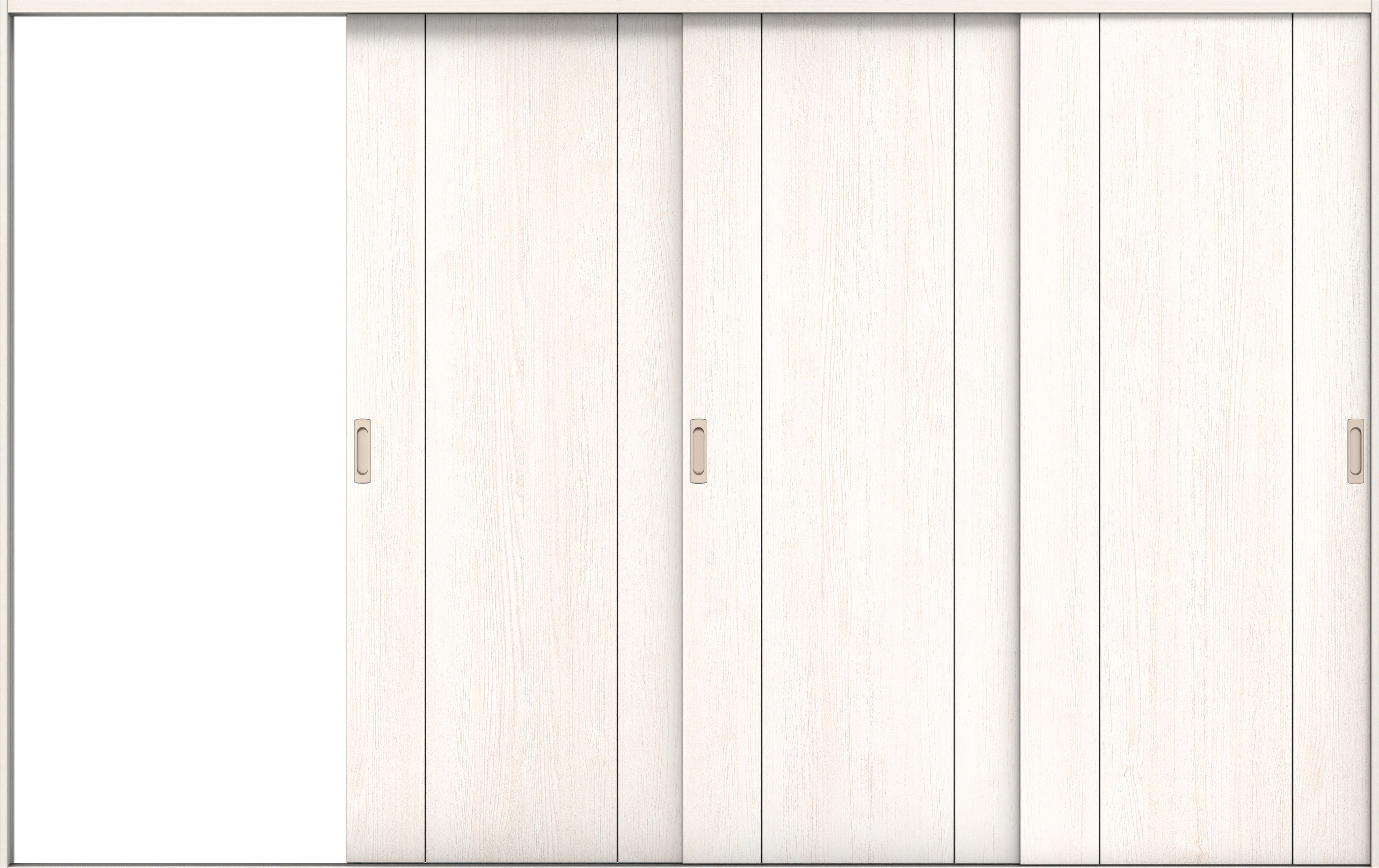 リビングドア　イエリア　引戸・３枚片引　扉セット　１Ｐデザイン　３２２９幅用　２０００高　〈ネオホワイト柄〉　左引用　錠なし　ラクラクローズ付