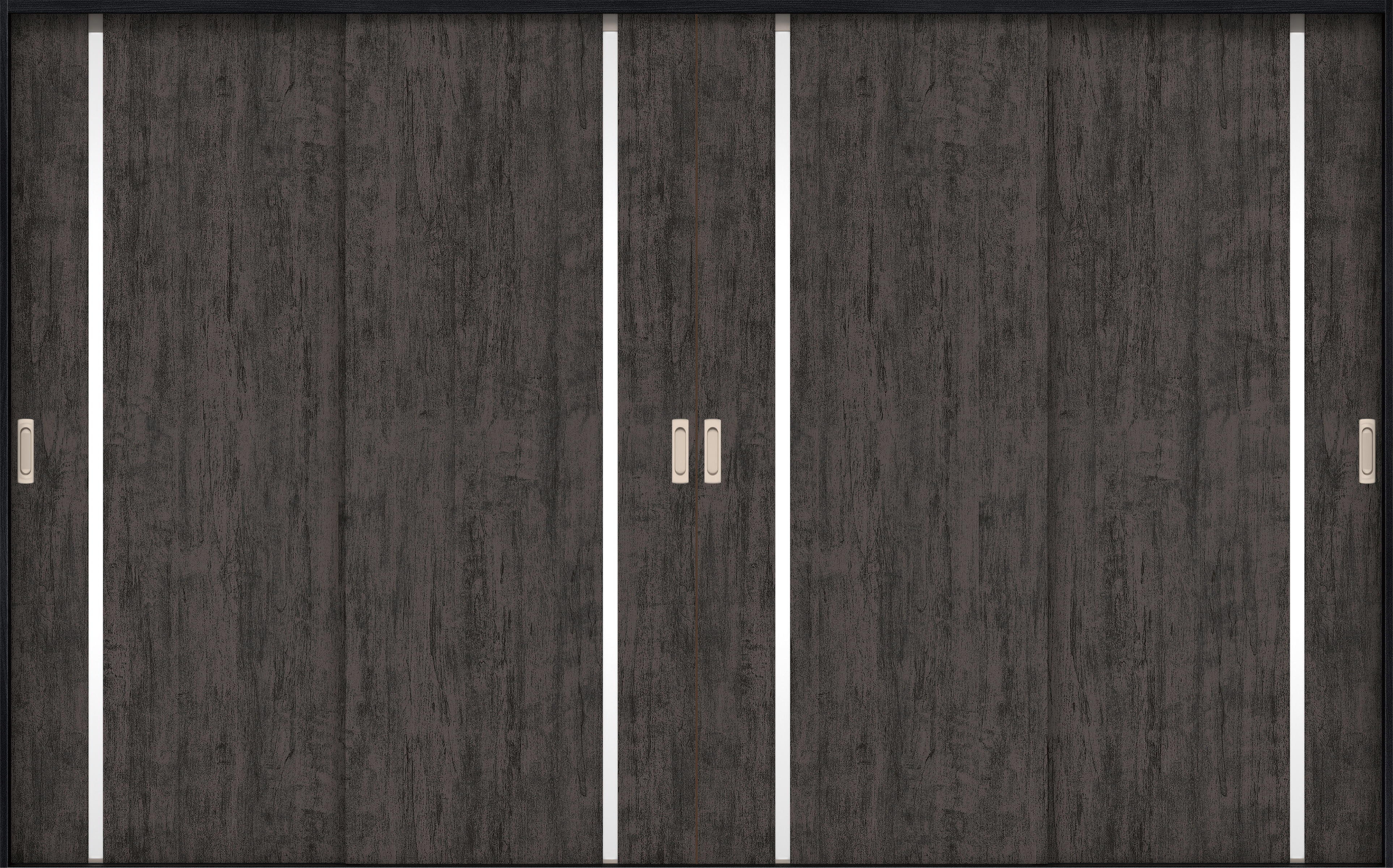 リビングドア　イエリア　引戸・４枚引違　扉セット　Ｌ９デザイン　３２６６幅用　２０００高　〈ドライブラック柄〉　左右兼用　錠なし　ラクラクローズ付