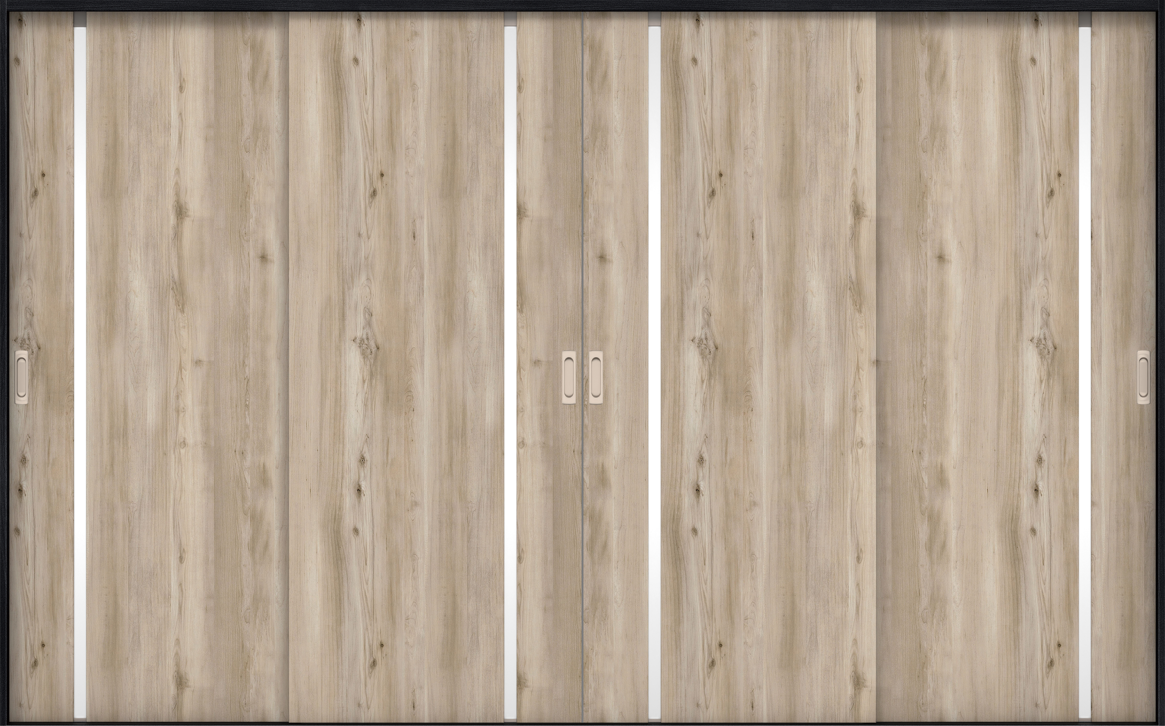 リビングドア　イエリア　引戸・４枚引違　扉セット　Ｌ９デザイン　３２６６幅用　２０００高　〈スモークグレー柄〉　左右兼用　錠なし　ラクラクローズ付