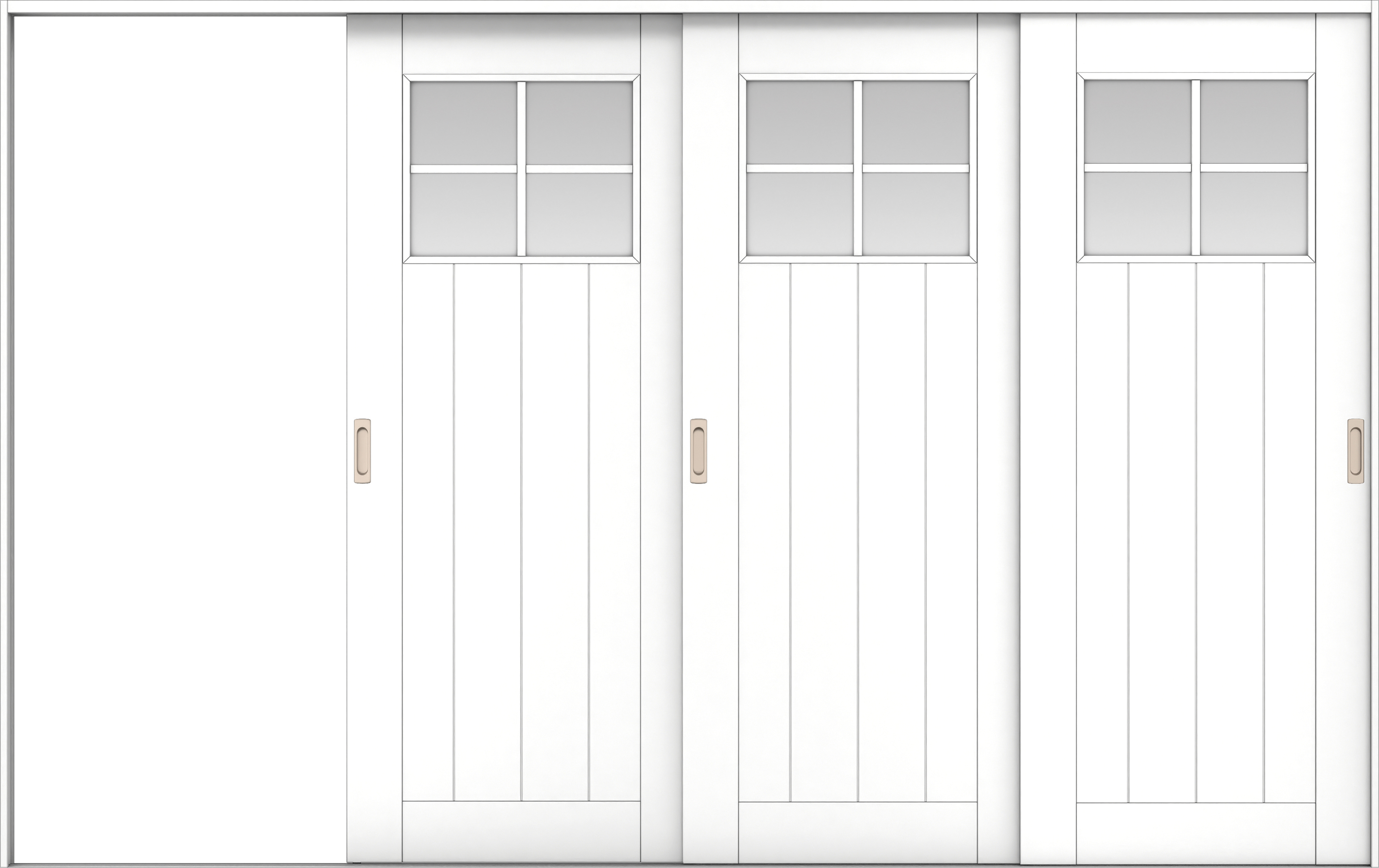 リビングドア　イエリア　引戸・３枚片引　扉セット　１Ｓデザイン　３２２９幅用　２０００高　〈パウダーホワイト柄〉　左引用　錠なし　ラクラクローズ付