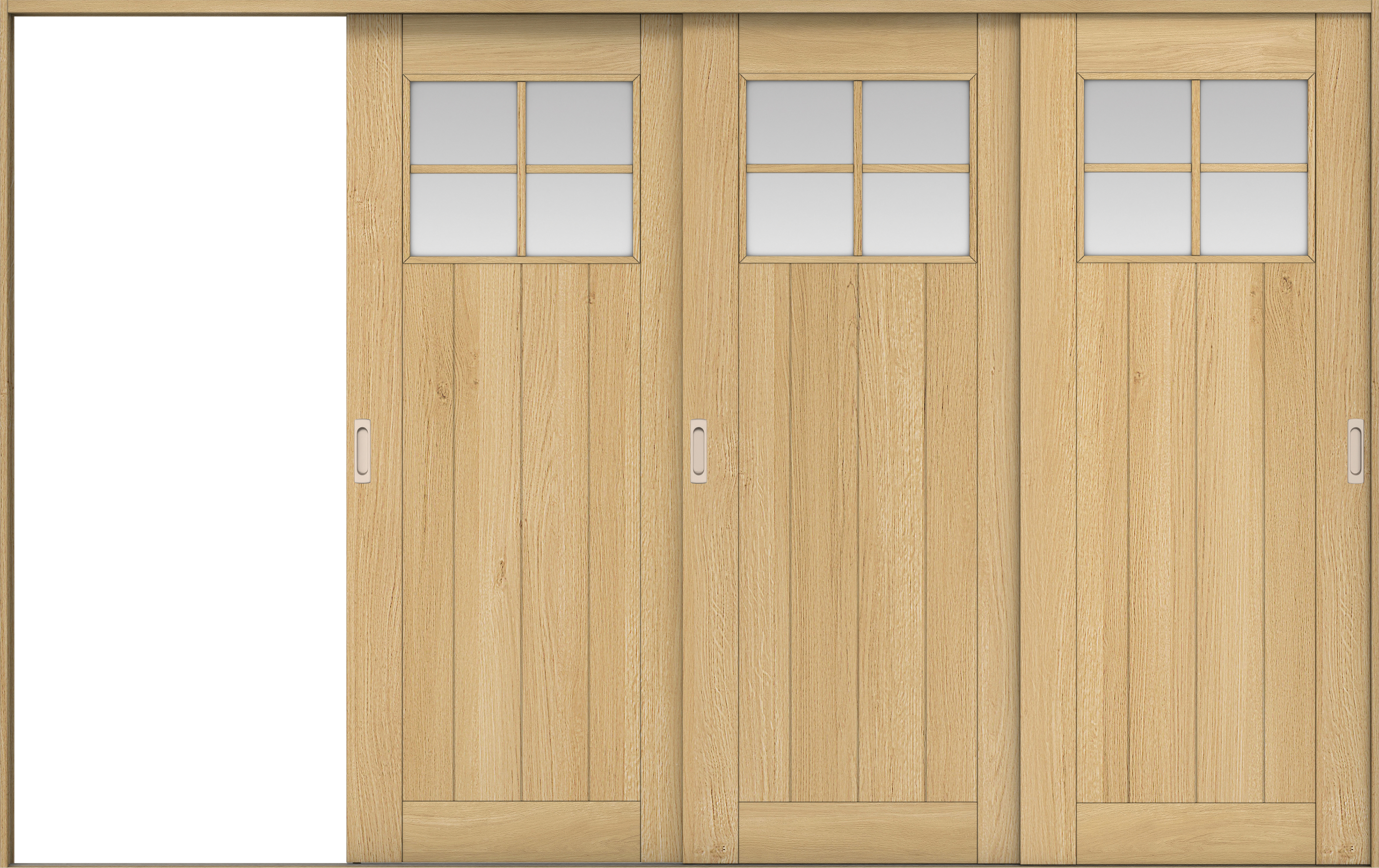 リビングドア　イエリア　引戸・３枚片引　扉セット　１Ｓデザイン　３２２９幅用　２０００高　〈ライトオーカー柄〉　左引用　錠なし　ラクラクローズ付