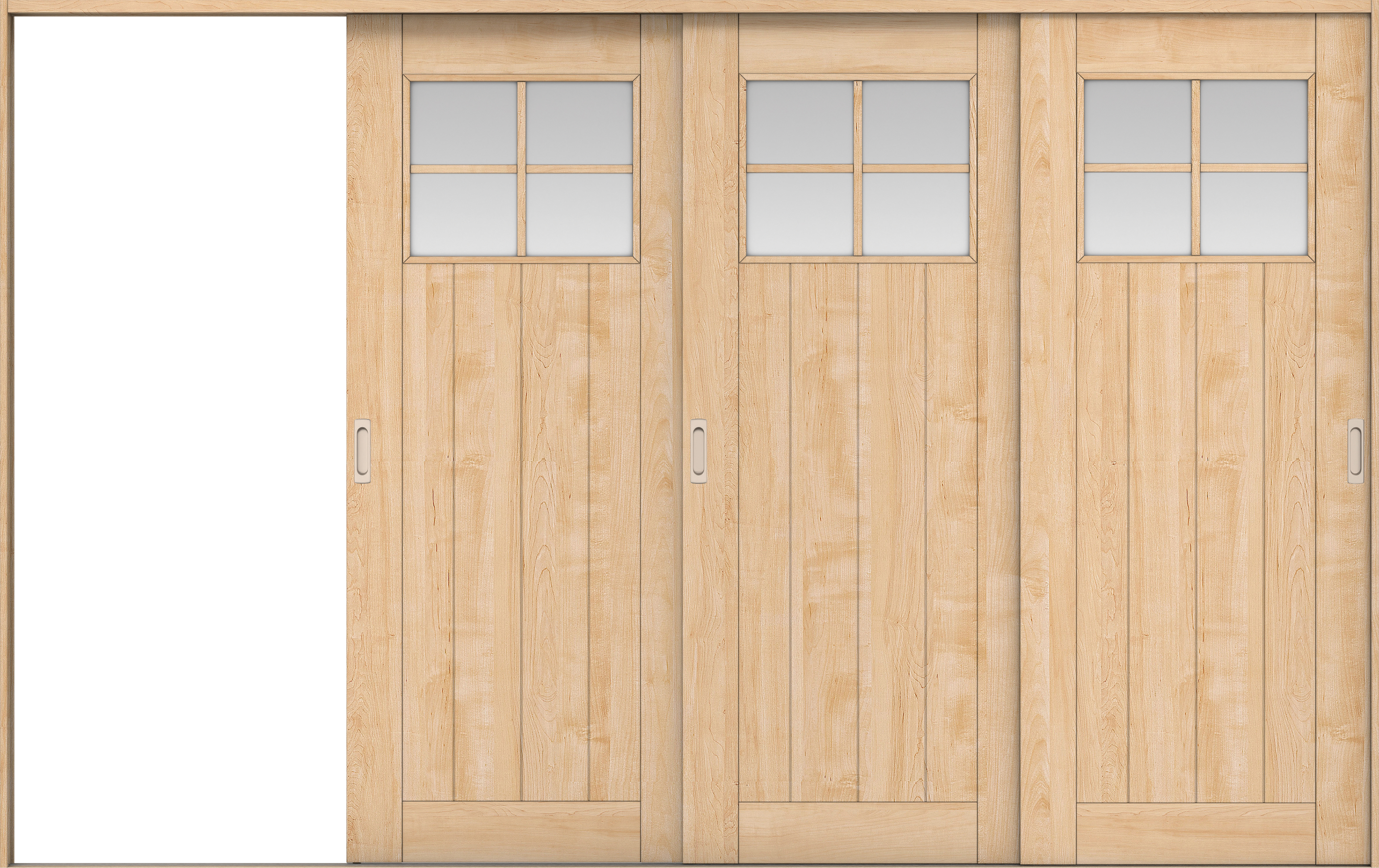 リビングドア　イエリア　引戸・３枚片引　扉セット　１Ｓデザイン　３２２９幅用　２０００高　〈ミルベージュ柄〉　左引用　錠なし　ラクラクローズ付