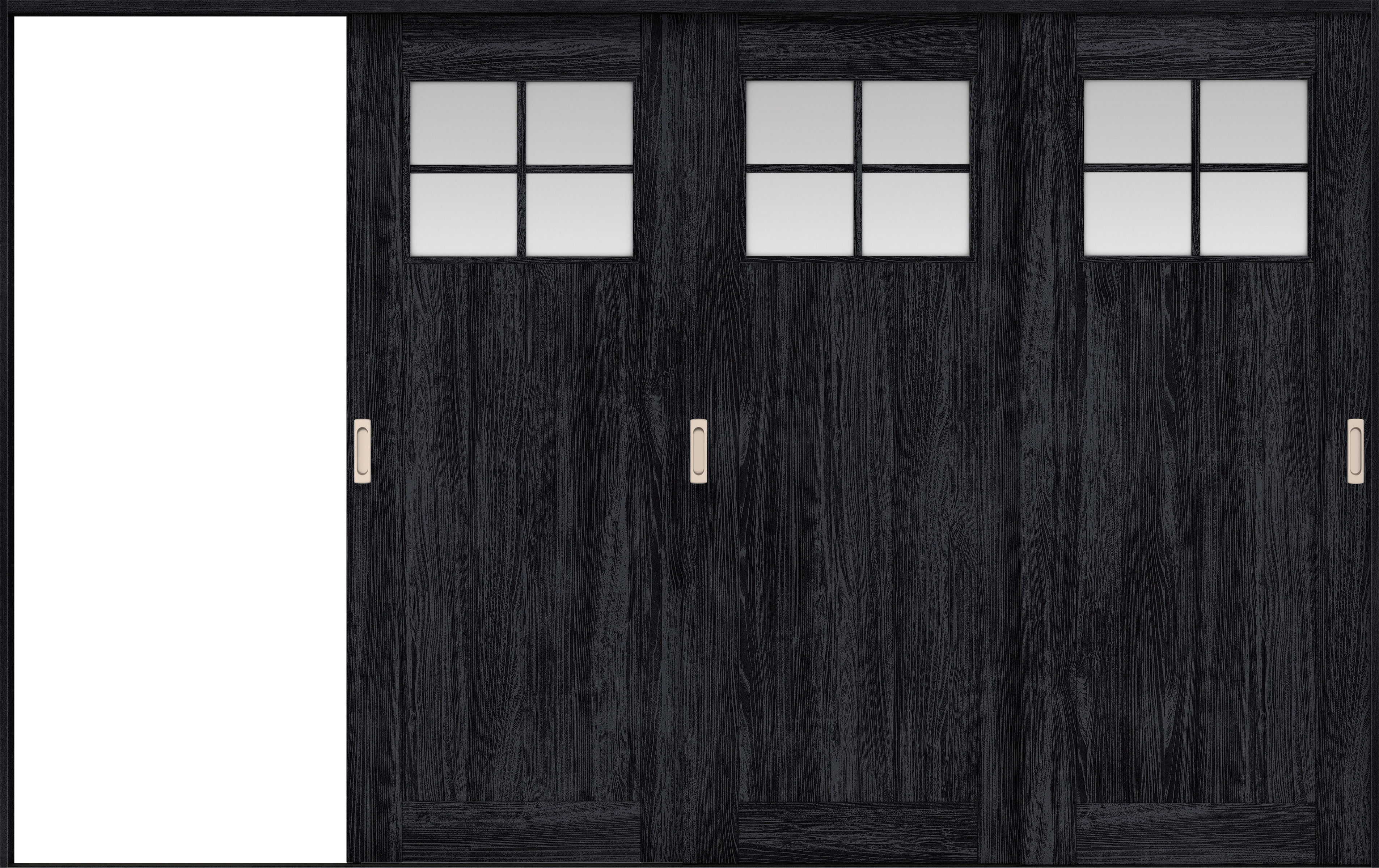 リビングドア　イエリア　引戸・３枚片引　扉セット　１Ｓデザイン　３２２９幅用　２０００高　〈モスブラック柄〉　左引用　錠なし　ラクラクローズ付