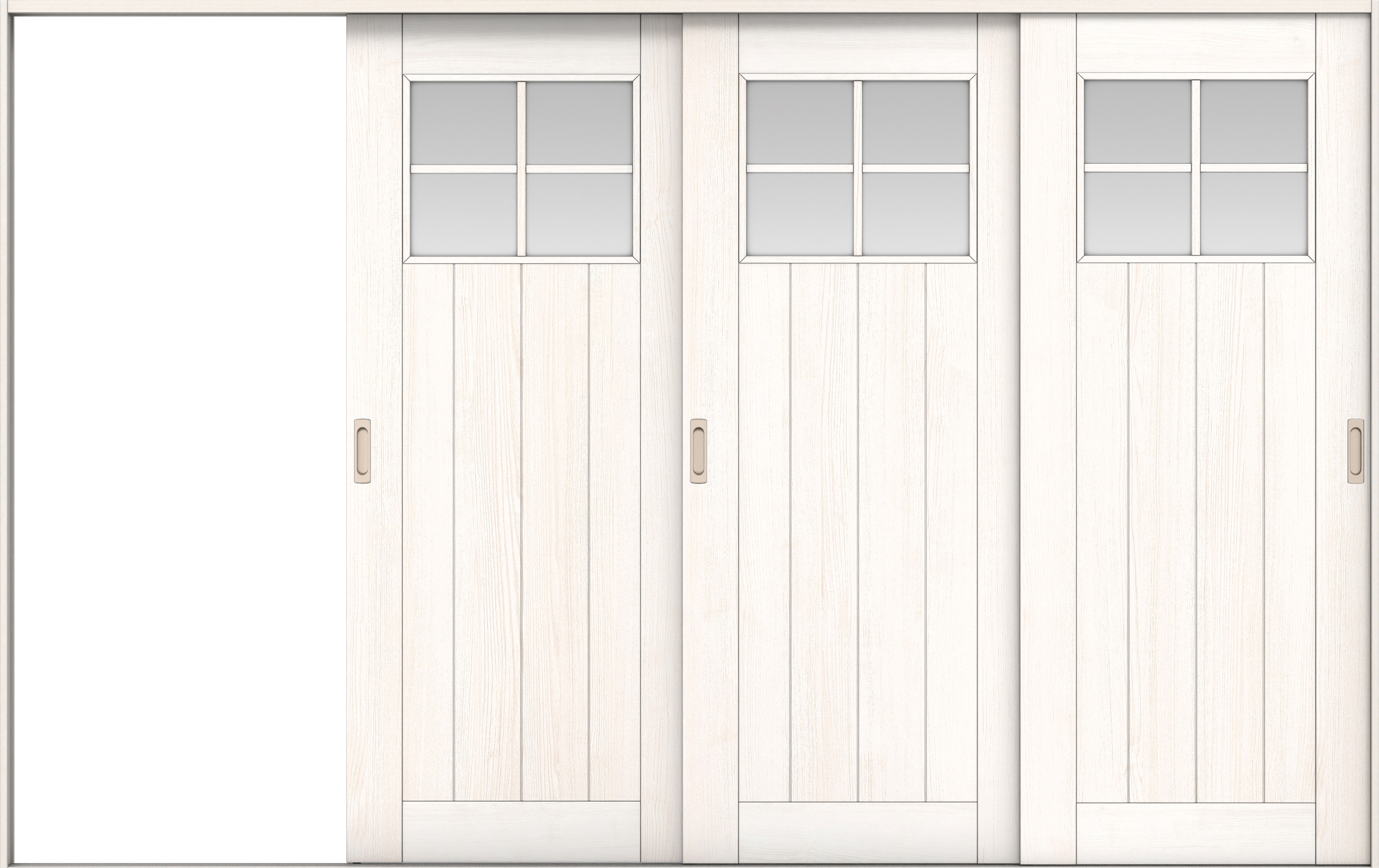 リビングドア　イエリア　引戸・３枚片引　扉セット　１Ｓデザイン　３２２９幅用　２０００高　〈ネオホワイト柄〉　左引用　錠なし　ラクラクローズ付