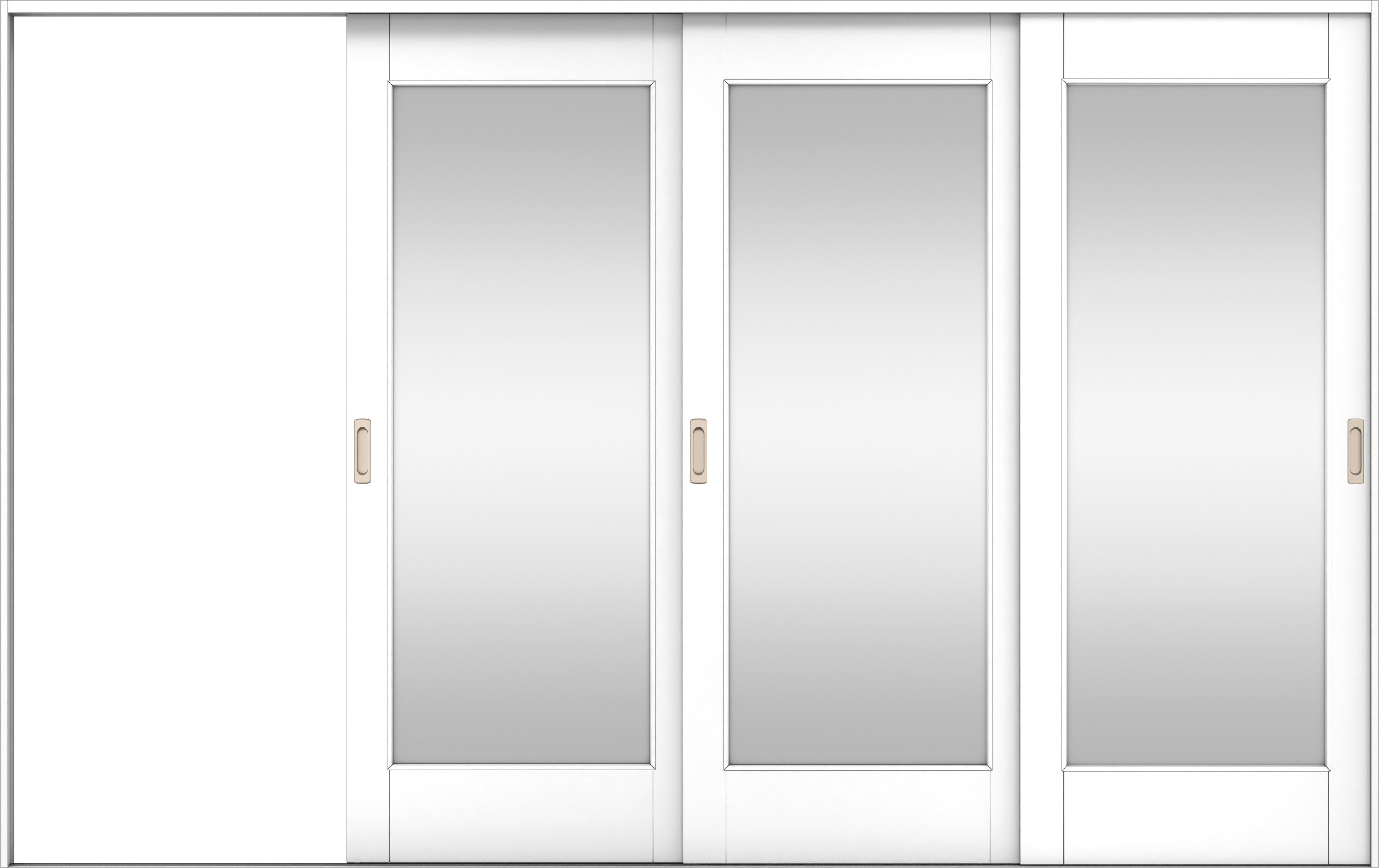 リビングドア　イエリア　引戸・３枚片引　扉セット　２１デザイン　３２２９幅用　２０００高　〈パウダーホワイト柄〉　左引用　錠なし　ラクラクローズ付