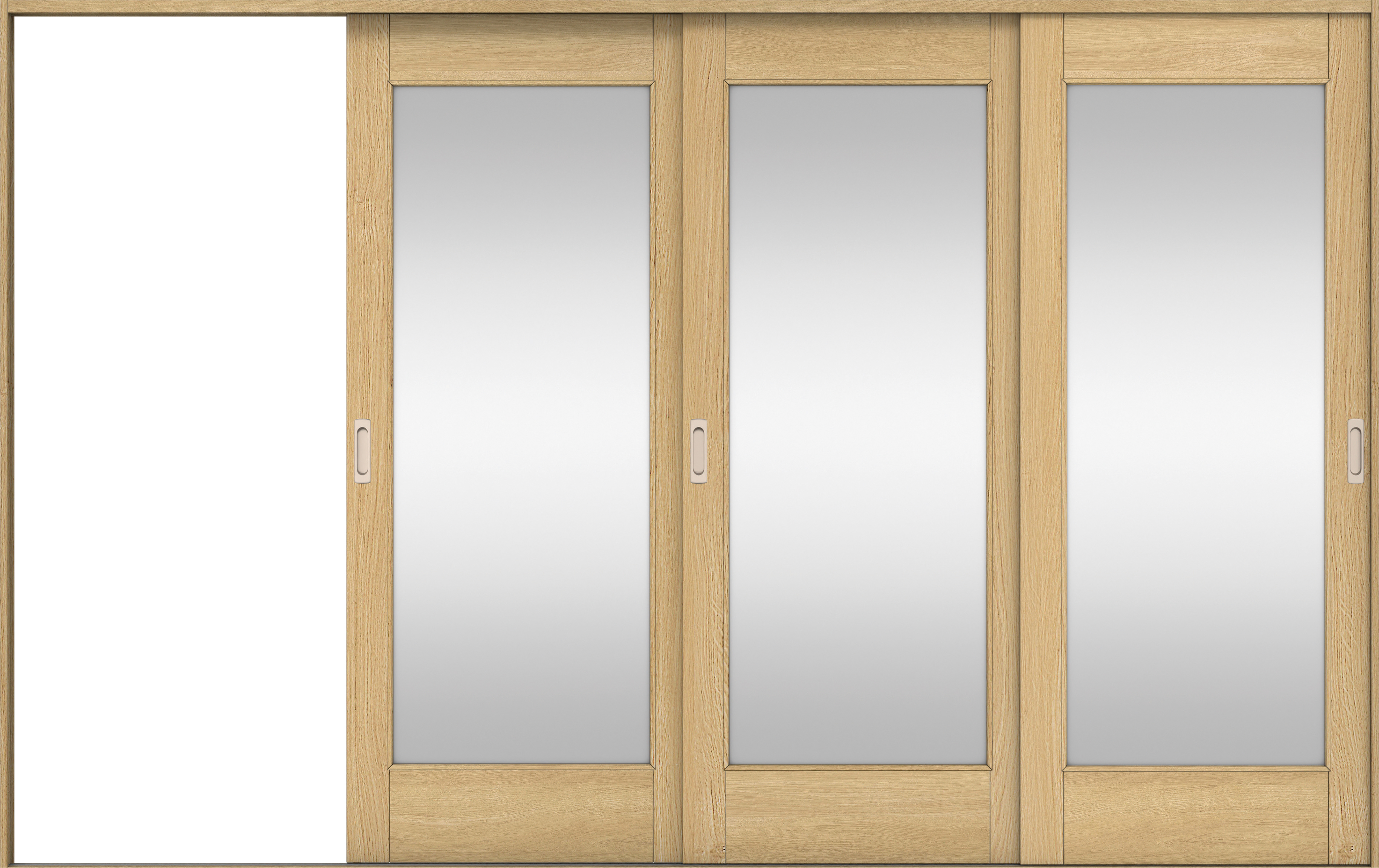リビングドア　イエリア　引戸・３枚片引　扉セット　２１デザイン　３２２９幅用　２０００高　〈ライトオーカー柄〉　左引用　錠なし　ラクラクローズ付