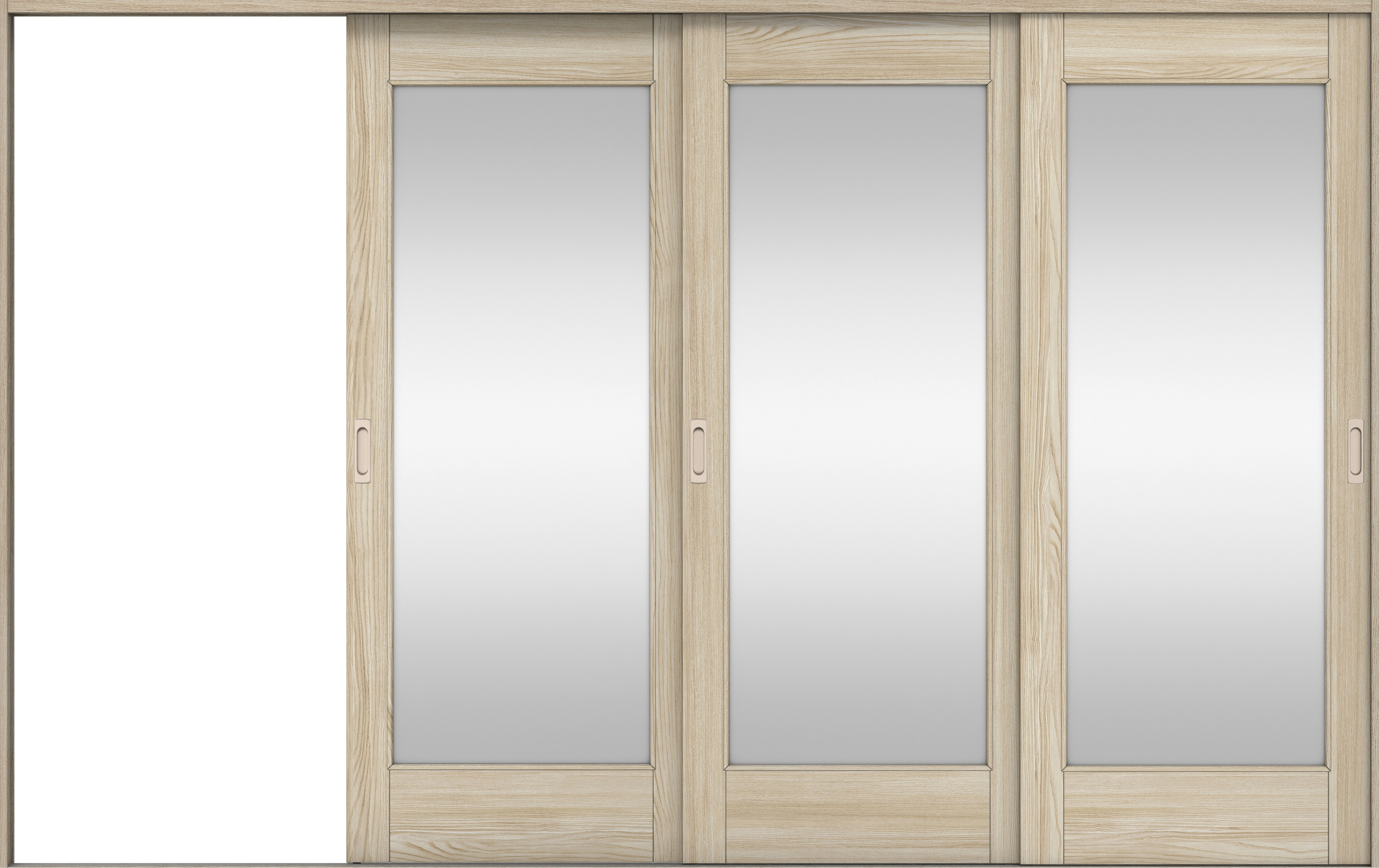 リビングドア　イエリア　引戸・３枚片引　扉セット　２１デザイン　３２２９幅用　２０００高　〈ソフトグレージュ柄〉　左引用　錠なし　ラクラクローズ付