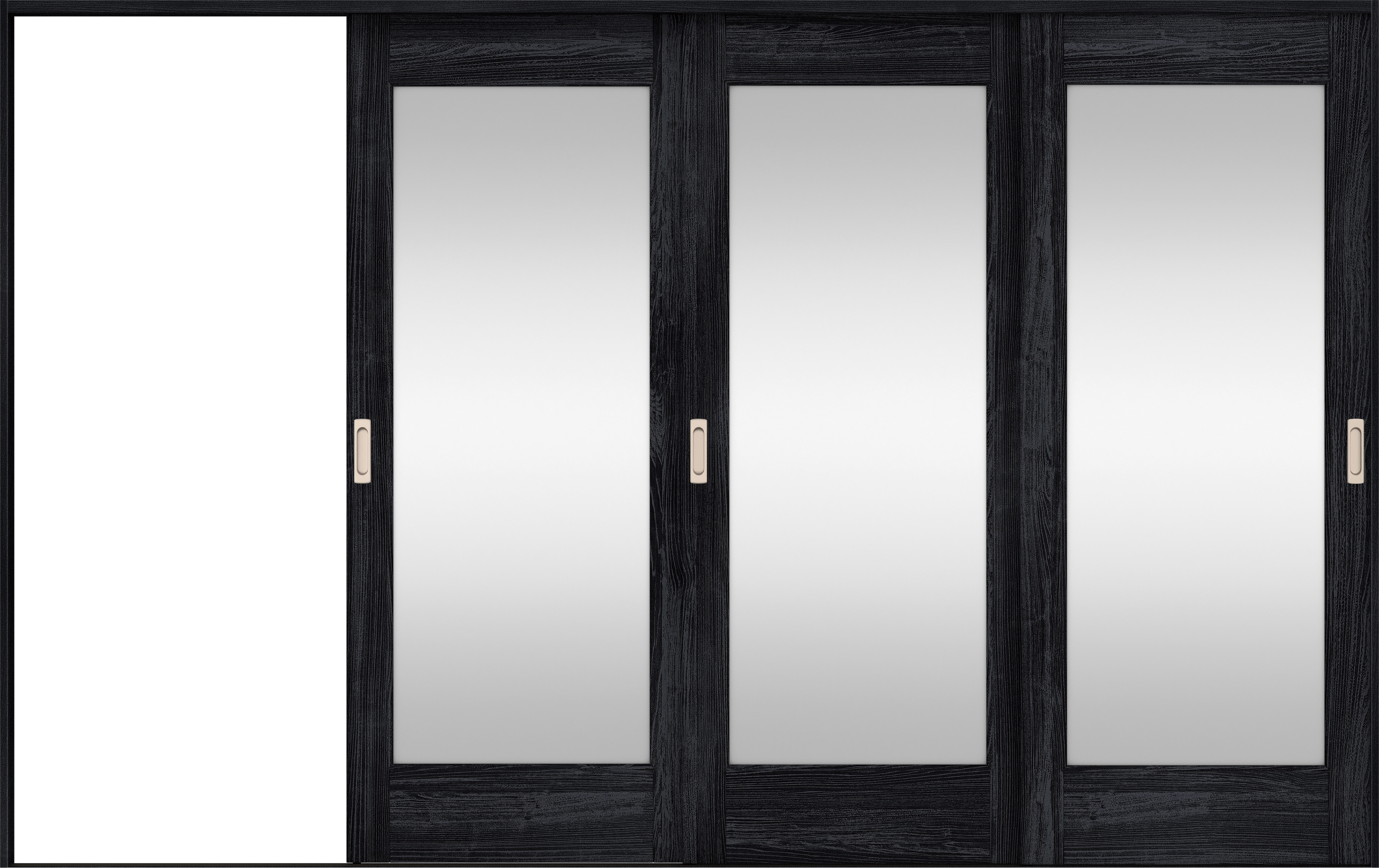 リビングドア　イエリア　引戸・３枚片引　扉セット　２１デザイン　３２２９幅用　２０００高　〈モスブラック柄〉　左引用　錠なし　ラクラクローズ付