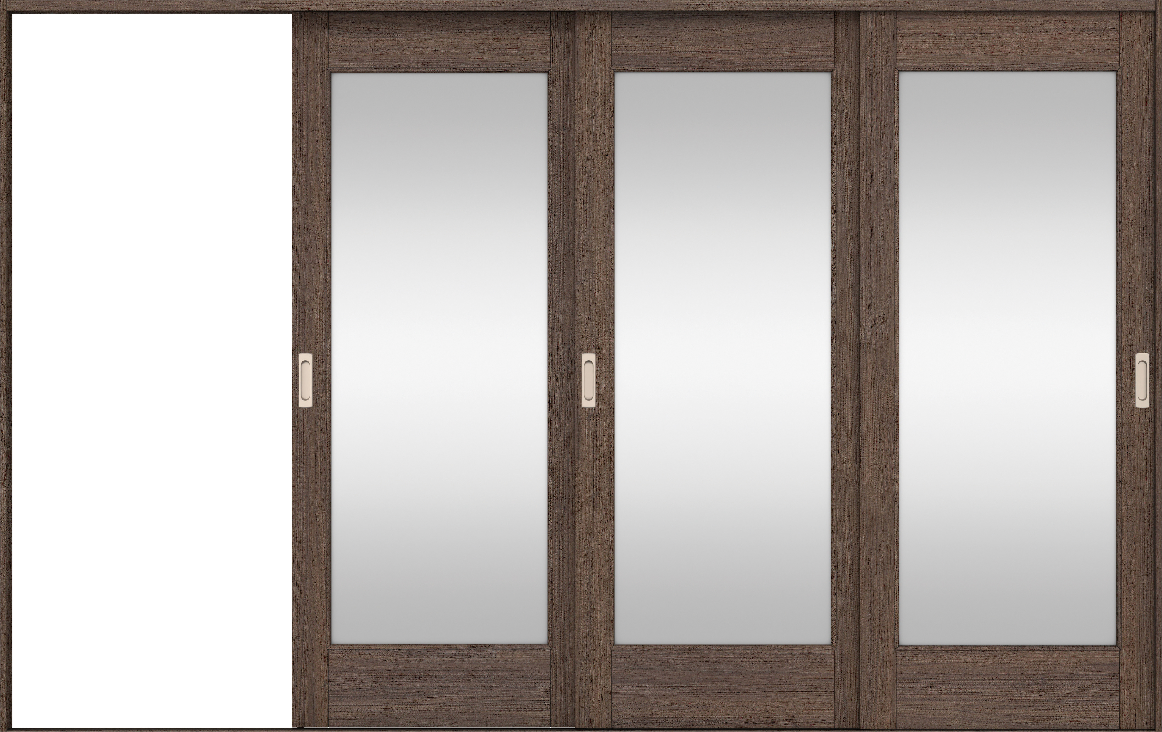 リビングドア　イエリア　引戸・３枚片引　扉セット　２１デザイン　３２２９幅用　２０００高　〈ダルブラウン柄〉　左引用　錠なし　ラクラクローズ付