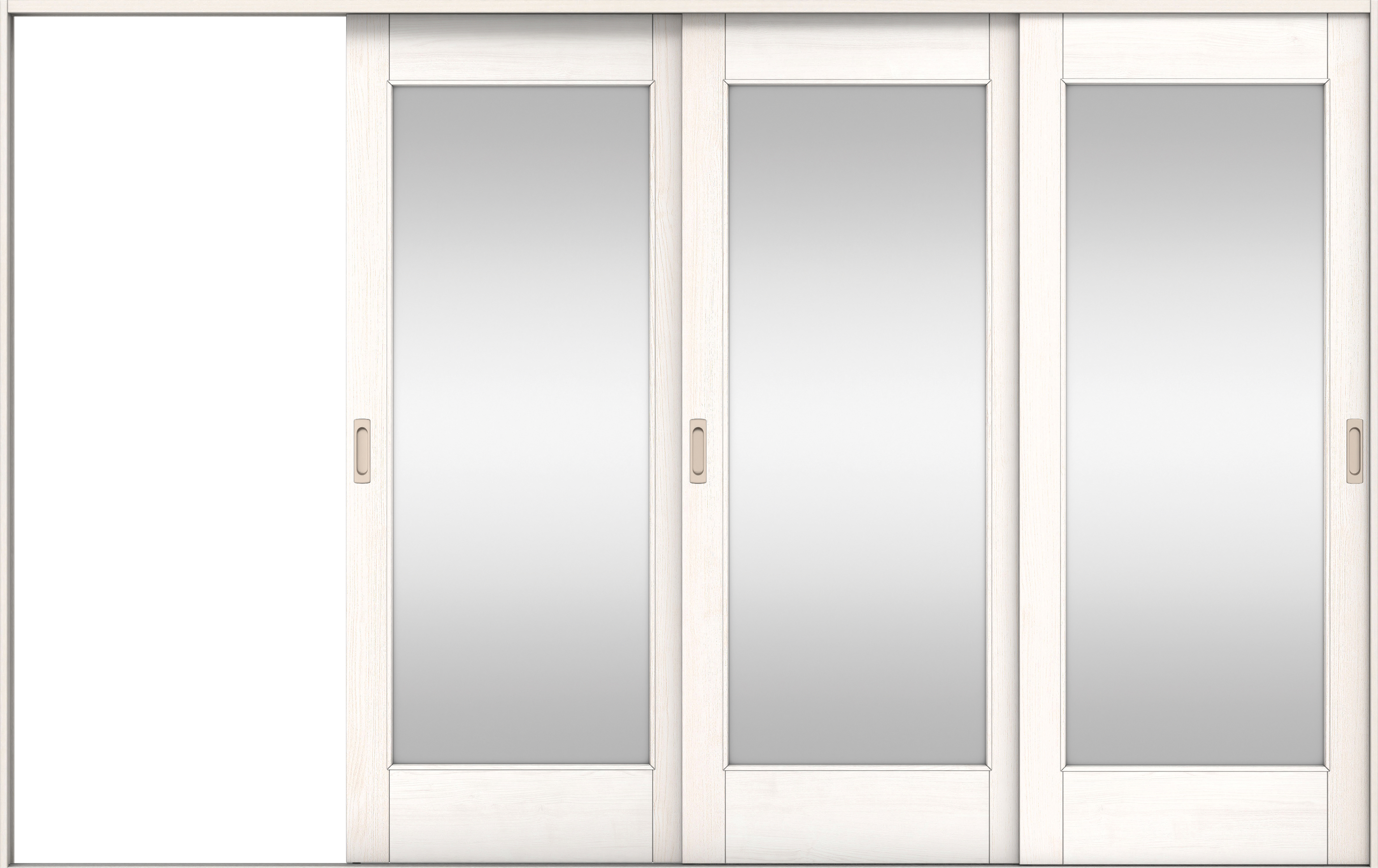 リビングドア　イエリア　引戸・３枚片引　扉セット　２１デザイン　３２２９幅用　２０００高　〈ネオホワイト柄〉　左引用　錠なし　ラクラクローズ付