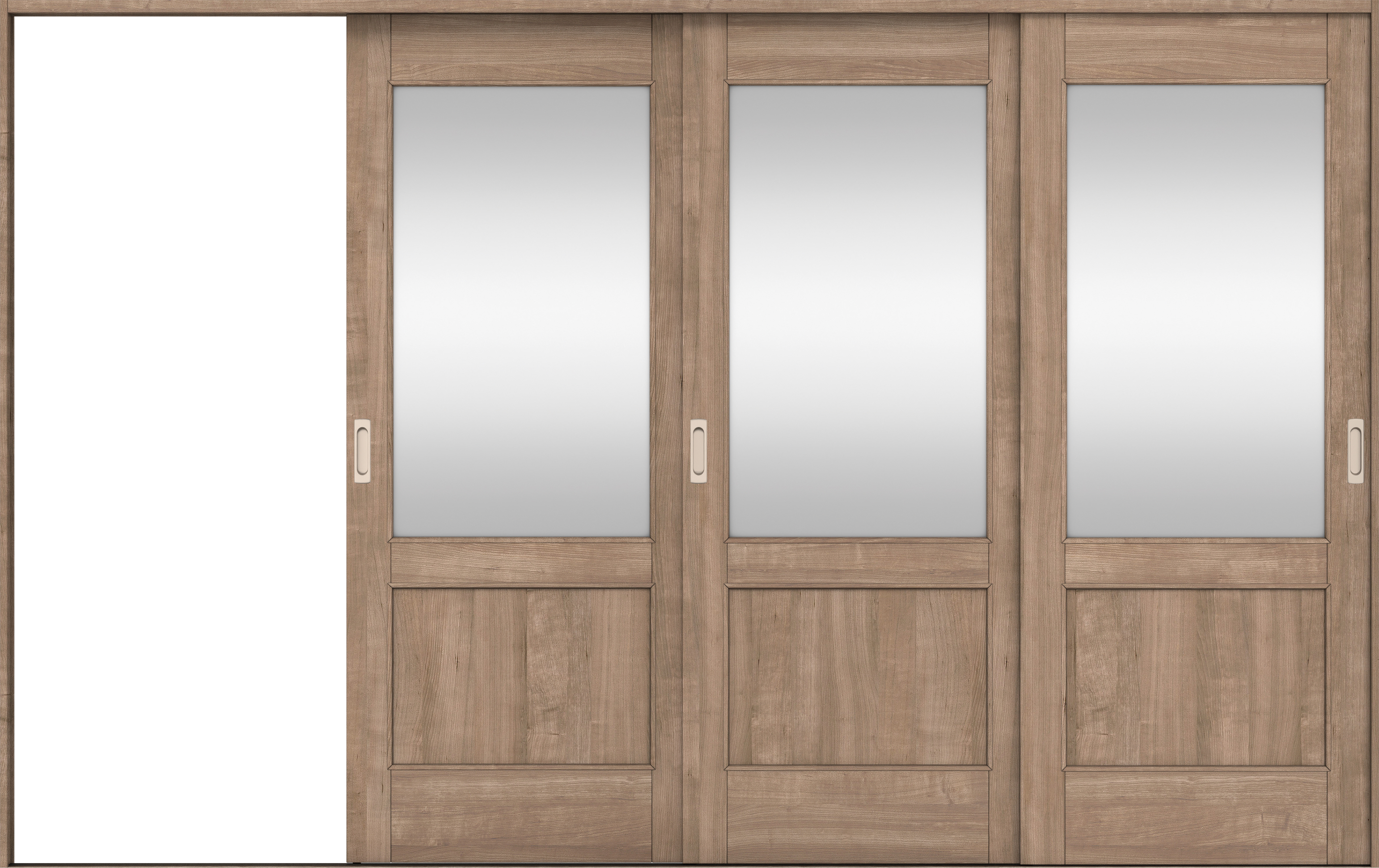 リビングドア　イエリア　引戸・３枚片引　扉セット　２６デザイン　３２２９幅用　２０００高　〈トープグレー柄〉　左引用　錠なし　ラクラクローズ付