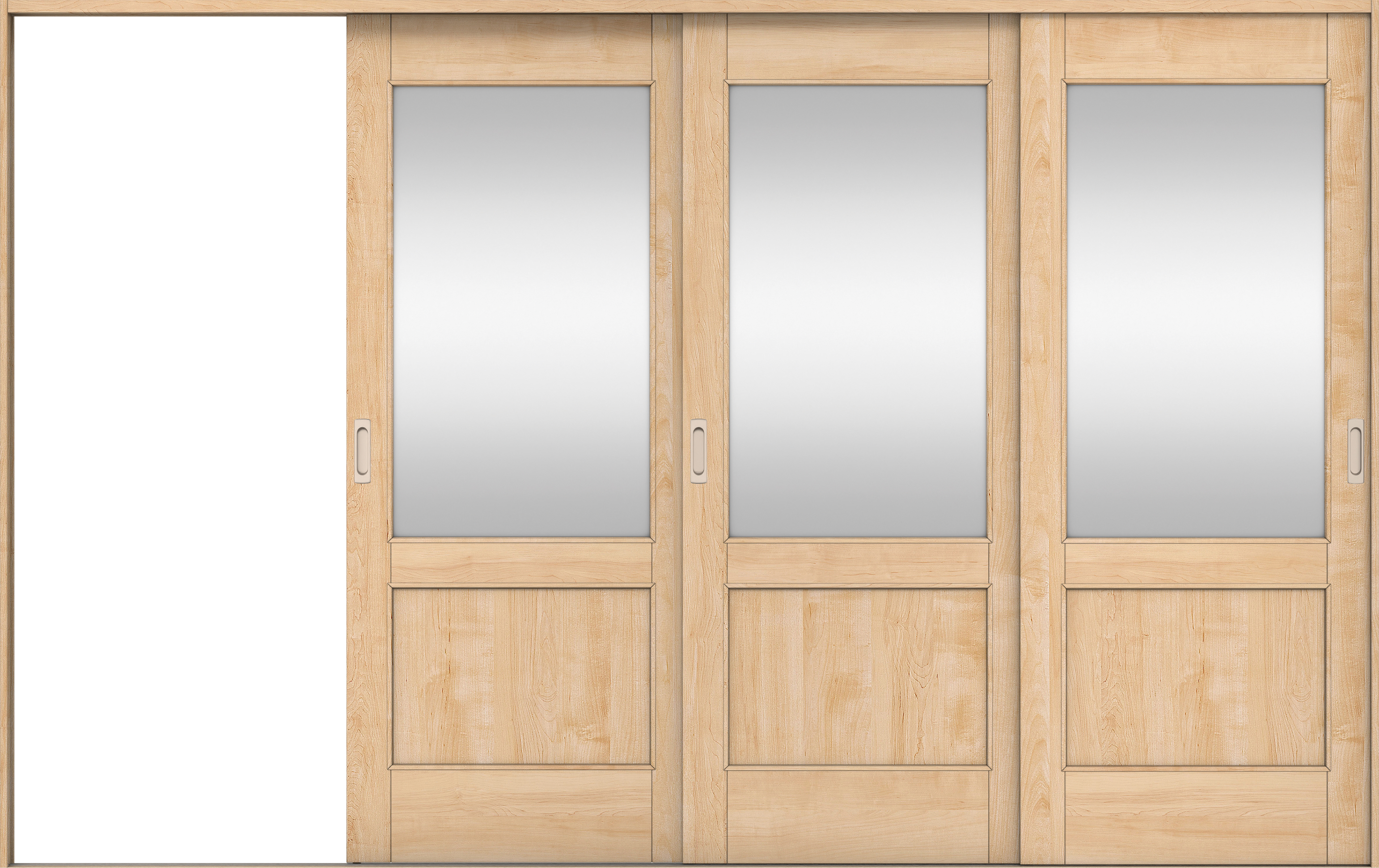 リビングドア　イエリア　引戸・３枚片引　扉セット　２６デザイン　３２２９幅用　２０００高　〈ミルベージュ柄〉　左引用　錠なし　ラクラクローズ付