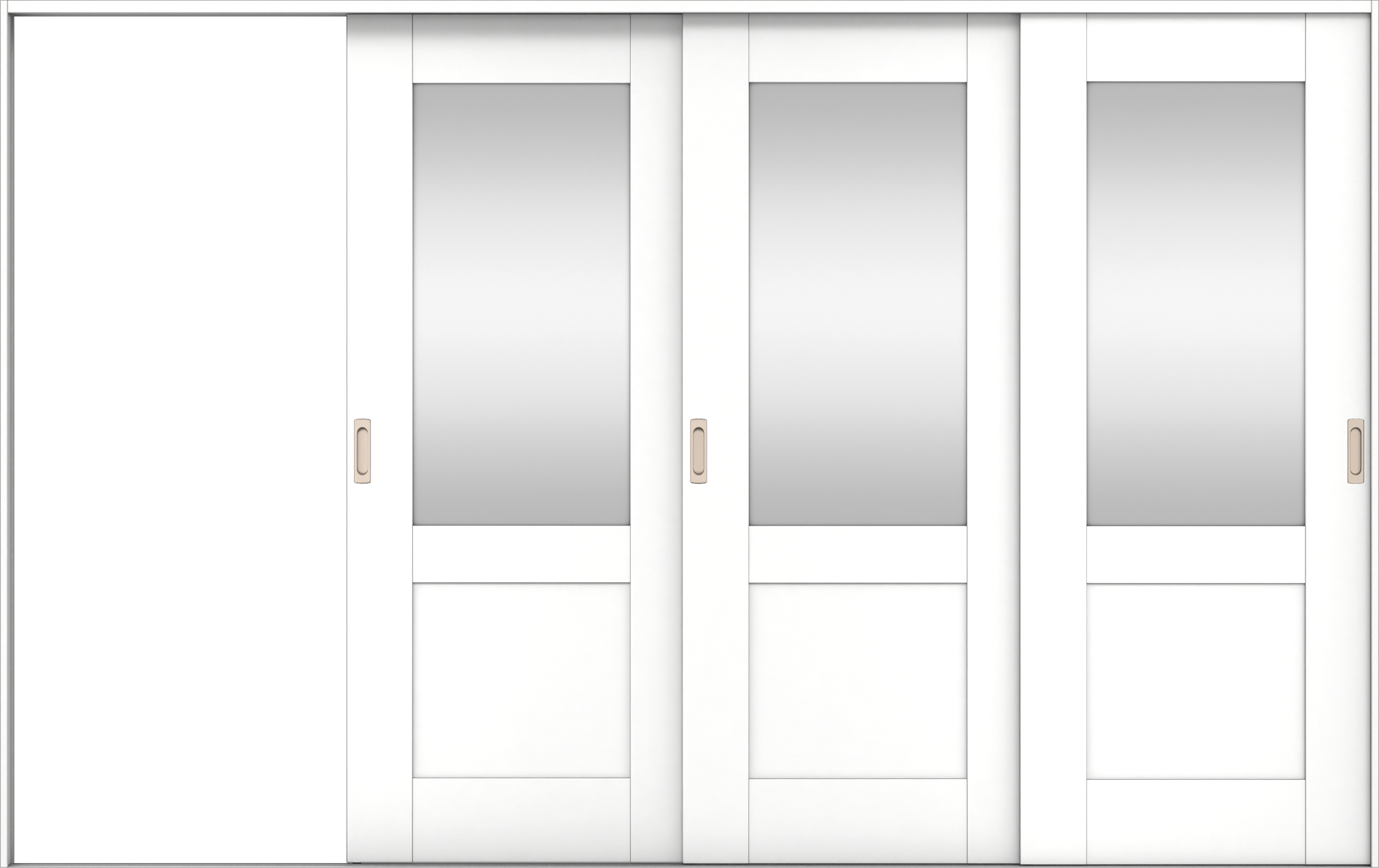 リビングドア　イエリア　引戸・３枚片引　扉セット　２８デザイン　３２２９幅用　２０００高　〈パウダーホワイト柄〉　左引用　錠なし　ラクラクローズ付