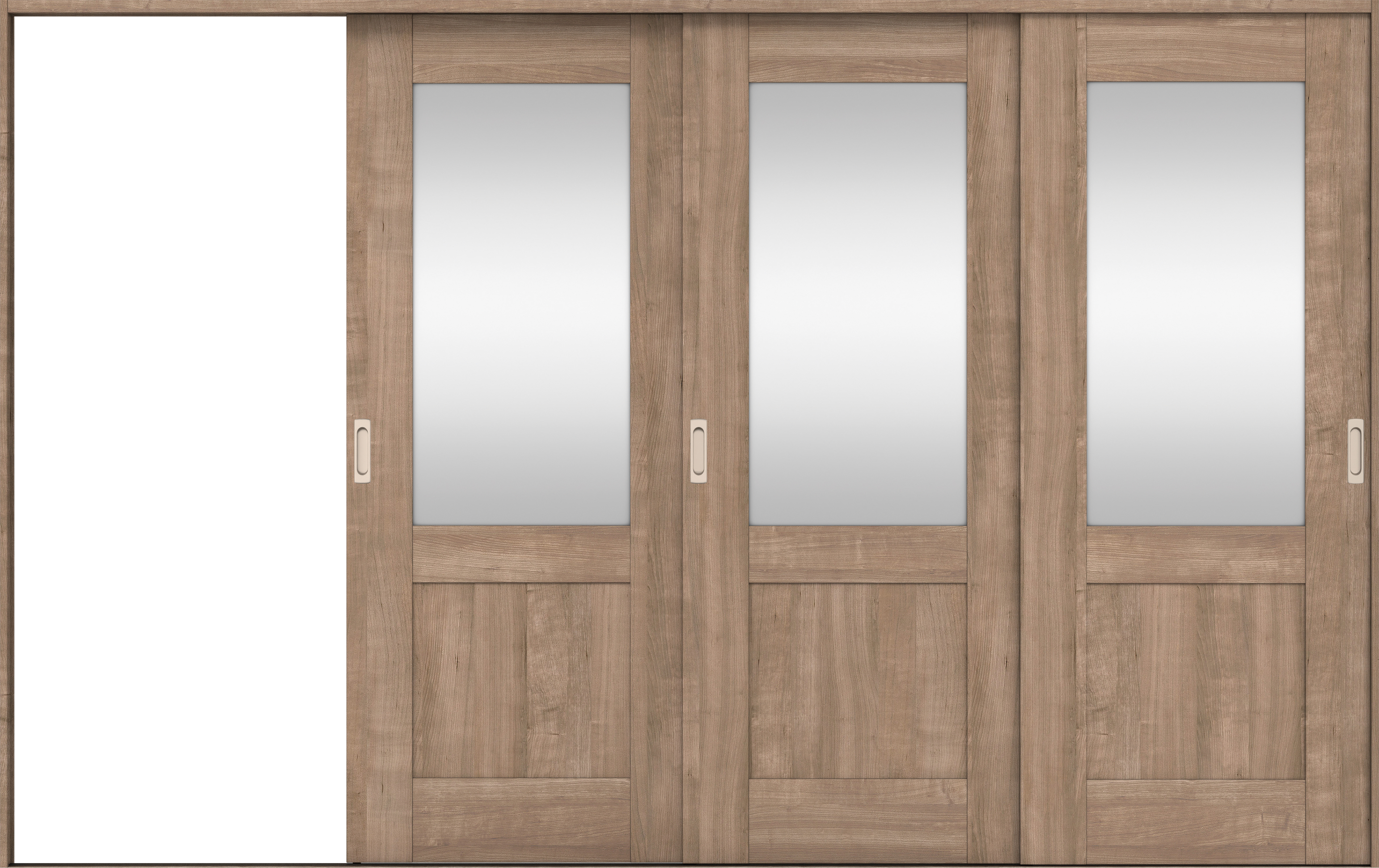 リビングドア　イエリア　引戸・３枚片引　扉セット　２８デザイン　３２２９幅用　２０００高　〈トープグレー柄〉　左引用　錠なし　ラクラクローズ付