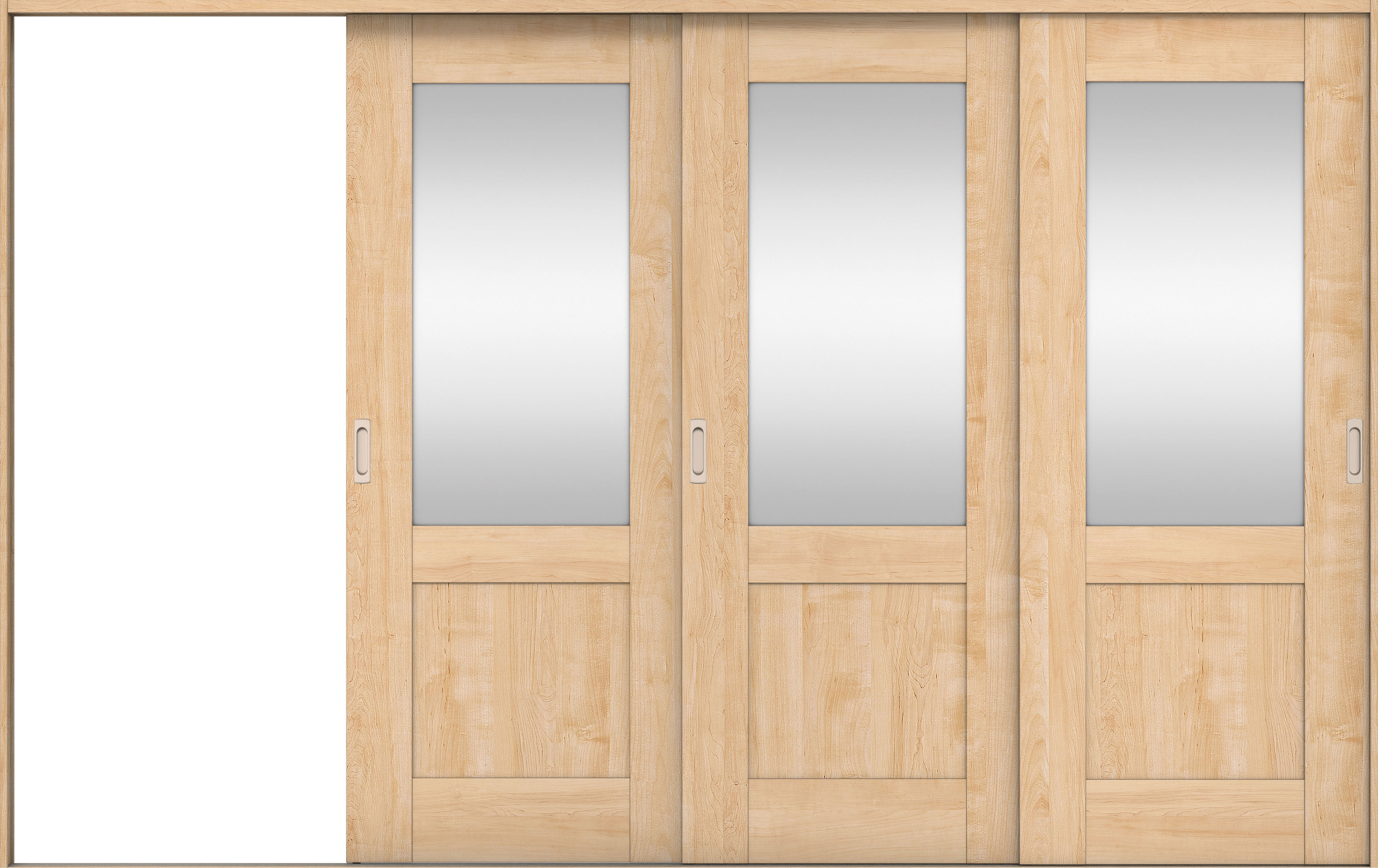 リビングドア　イエリア　引戸・３枚片引　扉セット　２８デザイン　３２２９幅用　２０００高　〈ミルベージュ柄〉　左引用　錠なし　ラクラクローズ付