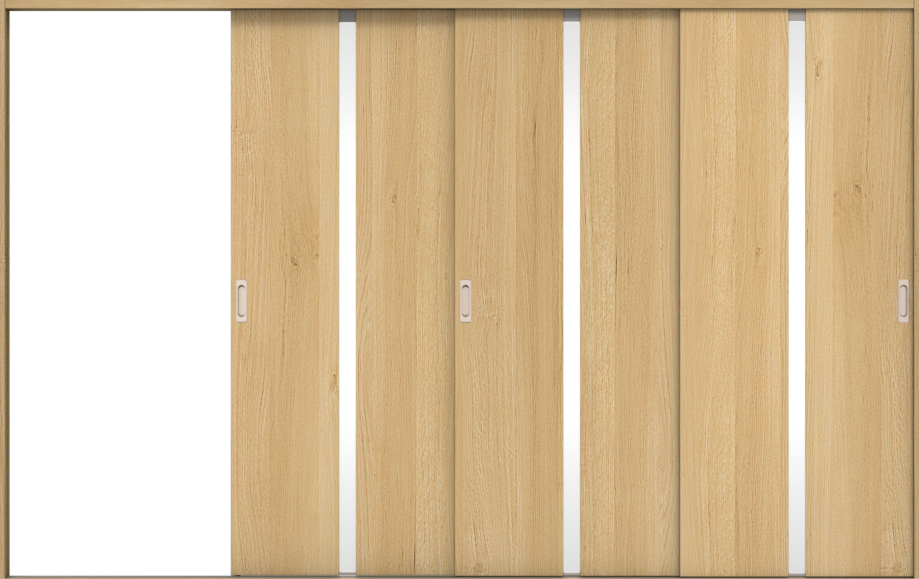 リビングドア　イエリア　引戸・３枚片引　扉セット　２Ｐデザイン　３２２９幅用　２０００高　〈ライトオーカー柄〉　左引用　錠なし　ラクラクローズ付