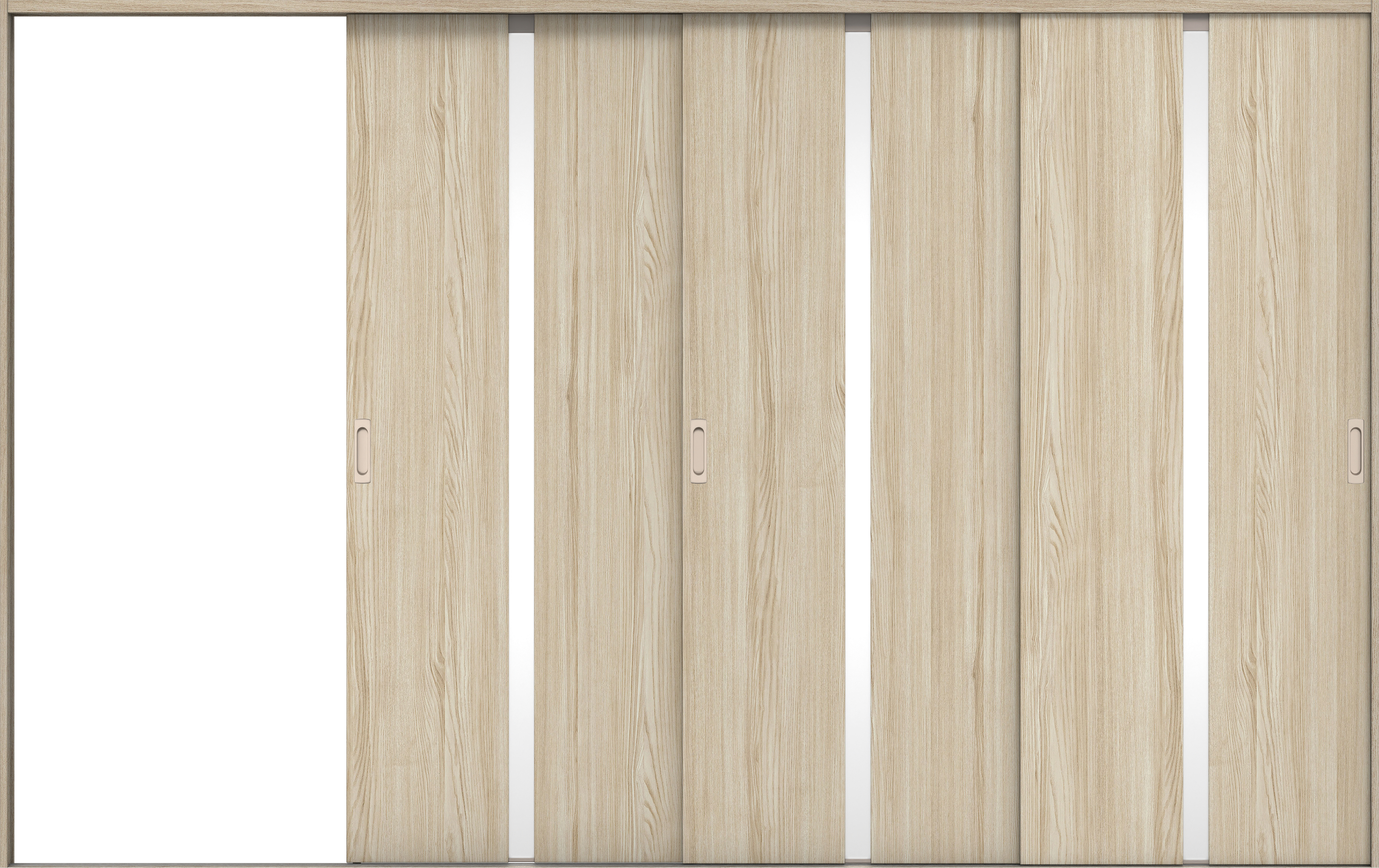 リビングドア　イエリア　引戸・３枚片引　扉セット　２Ｐデザイン　３２２９幅用　２０００高　〈ソフトグレージュ柄〉　左引用　錠なし　ラクラクローズ付