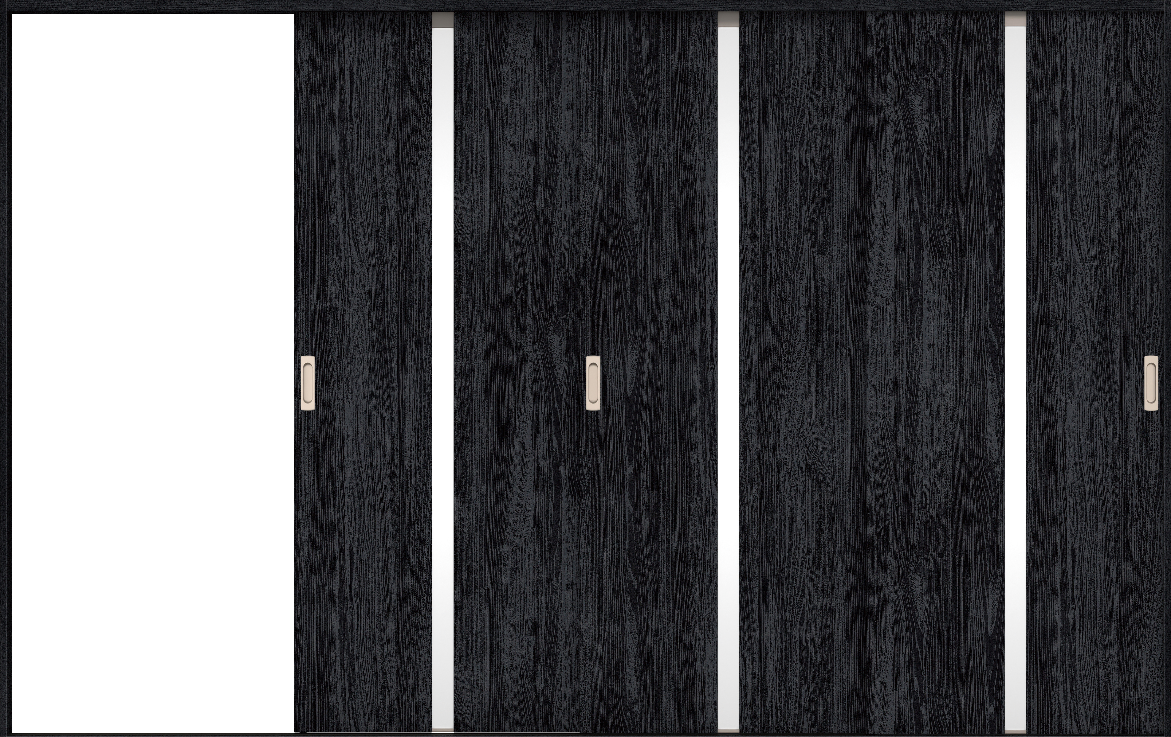 リビングドア　イエリア　引戸・３枚片引　扉セット　２Ｐデザイン　３２２９幅用　２０００高　〈モスブラック柄〉　左引用　錠なし　ラクラクローズ付