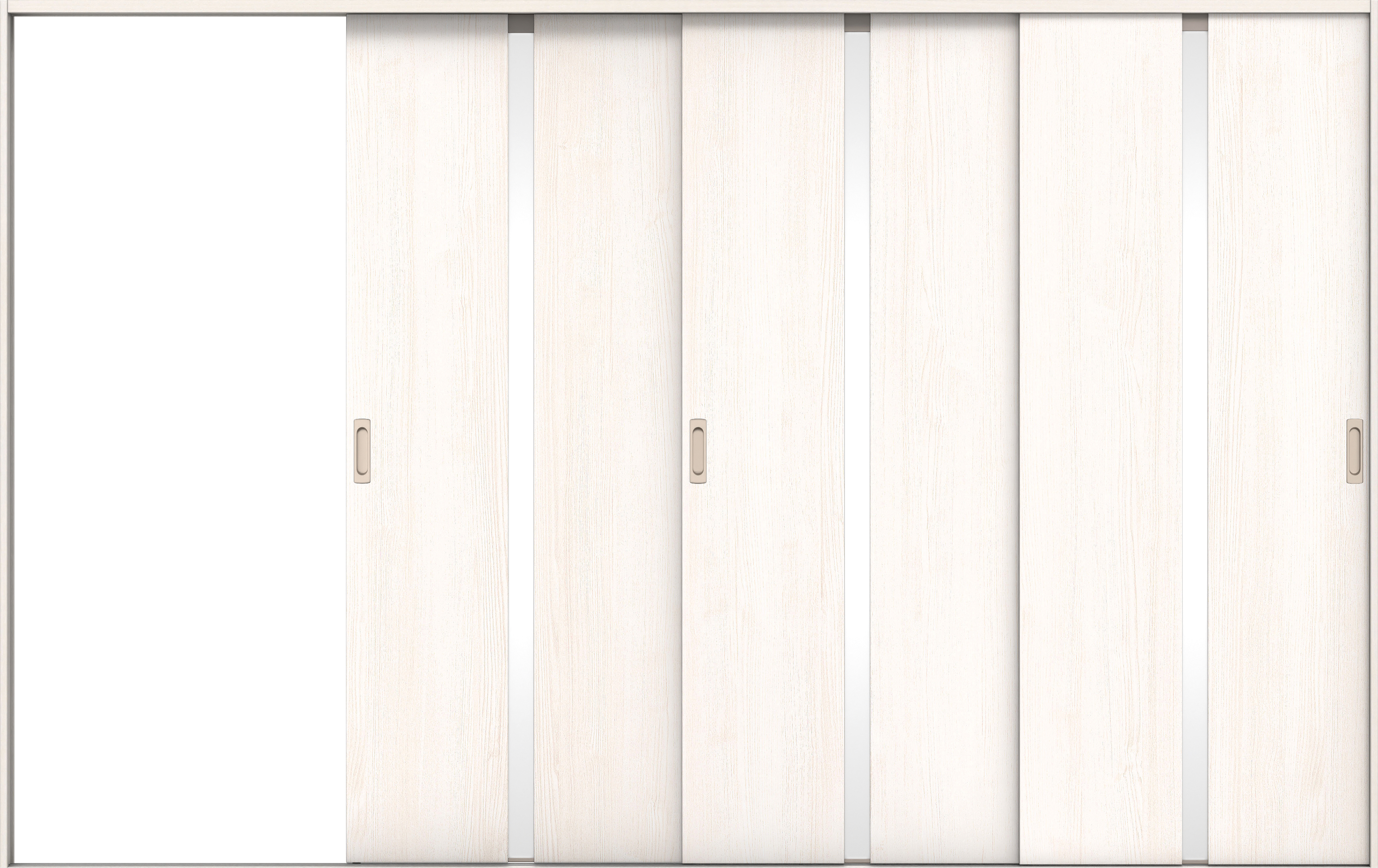 リビングドア　イエリア　引戸・３枚片引　扉セット　２Ｐデザイン　３２２９幅用　２０００高　〈ネオホワイト柄〉　左引用　錠なし　ラクラクローズ付