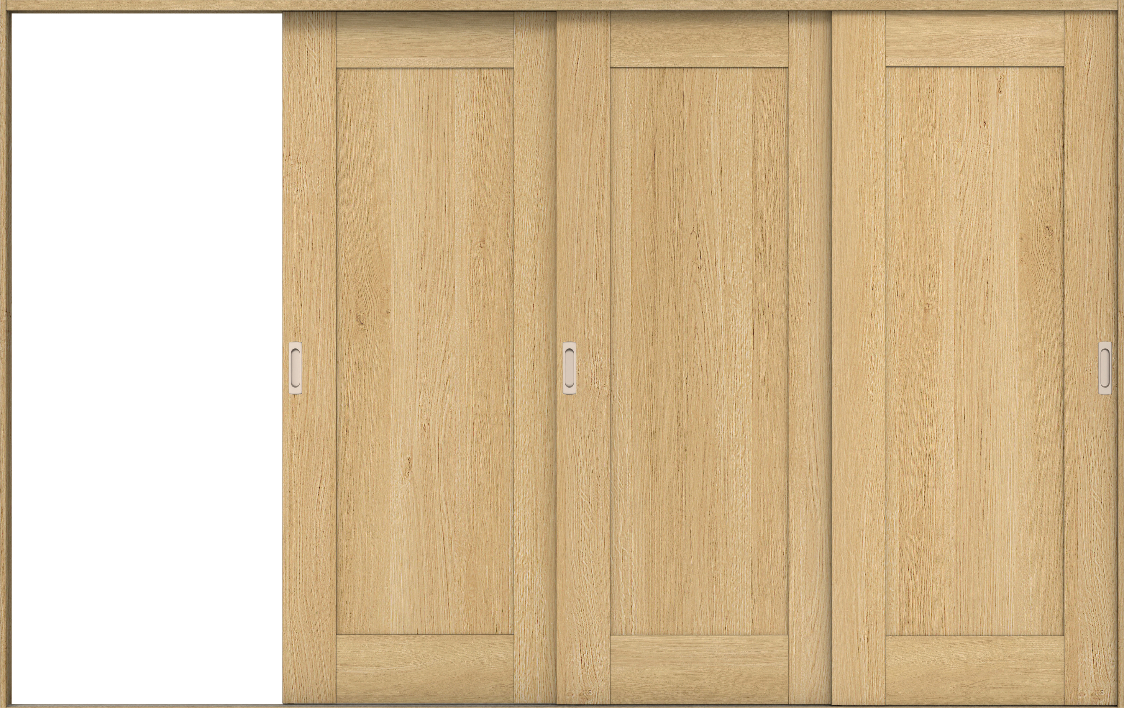 リビングドア　イエリア　引戸・３枚片引　扉セット　３８デザイン　３２２９幅用　２０００高　〈ライトオーカー柄〉　左引用　錠なし　ラクラクローズ付