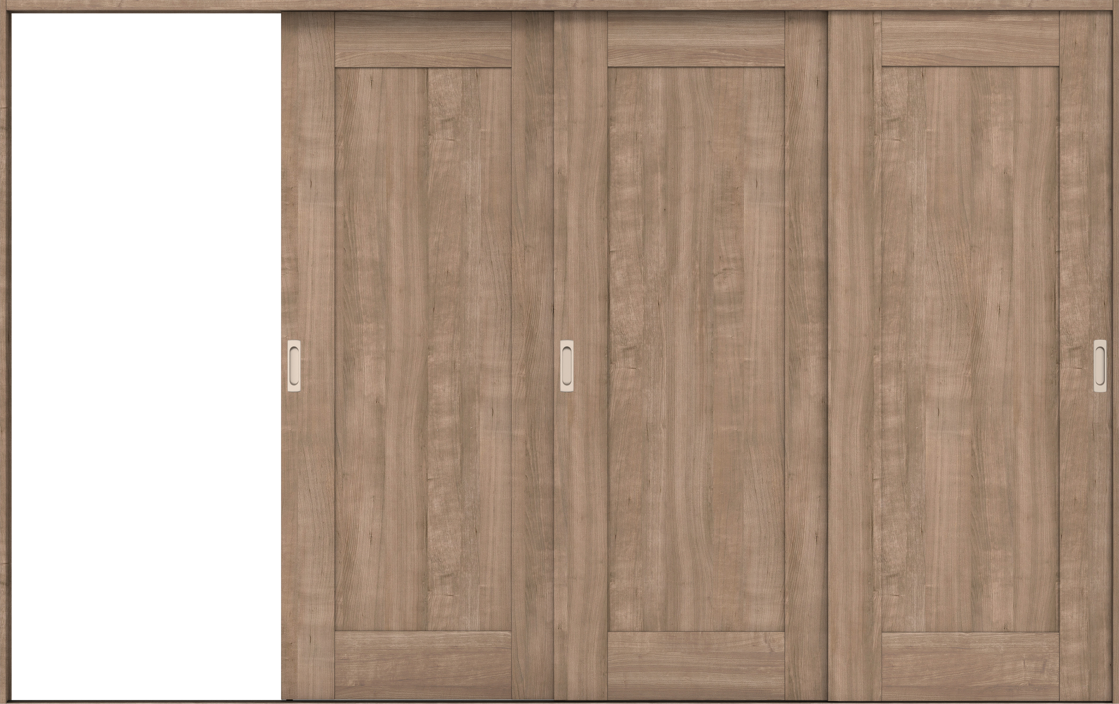 リビングドア　イエリア　引戸・３枚片引　扉セット　３８デザイン　３２２９幅用　２０００高　〈トープグレー柄〉　左引用　錠なし　ラクラクローズ付