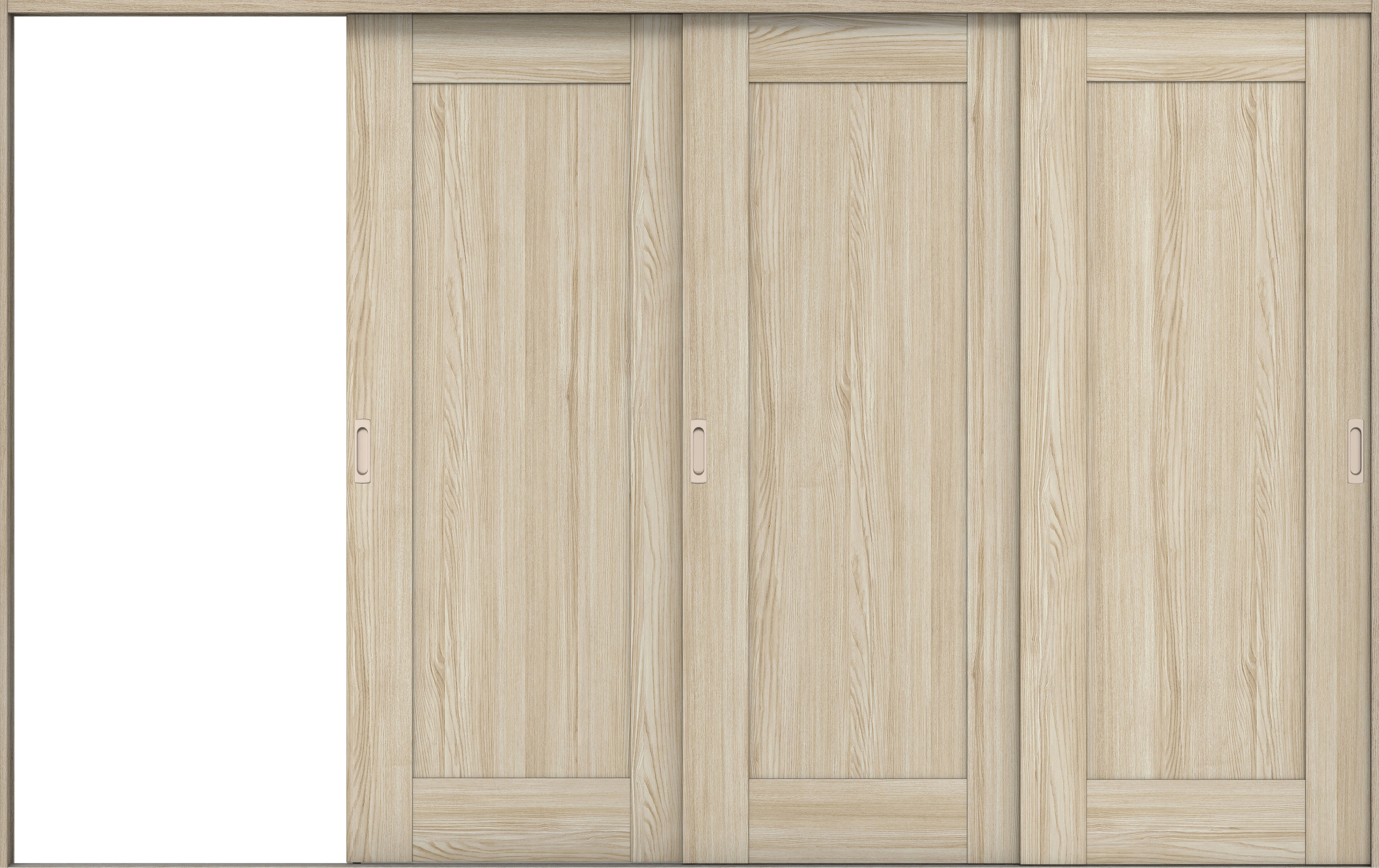 リビングドア　イエリア　引戸・３枚片引　扉セット　３８デザイン　３２２９幅用　２０００高　〈ソフトグレージュ柄〉　左引用　錠なし　ラクラクローズ付