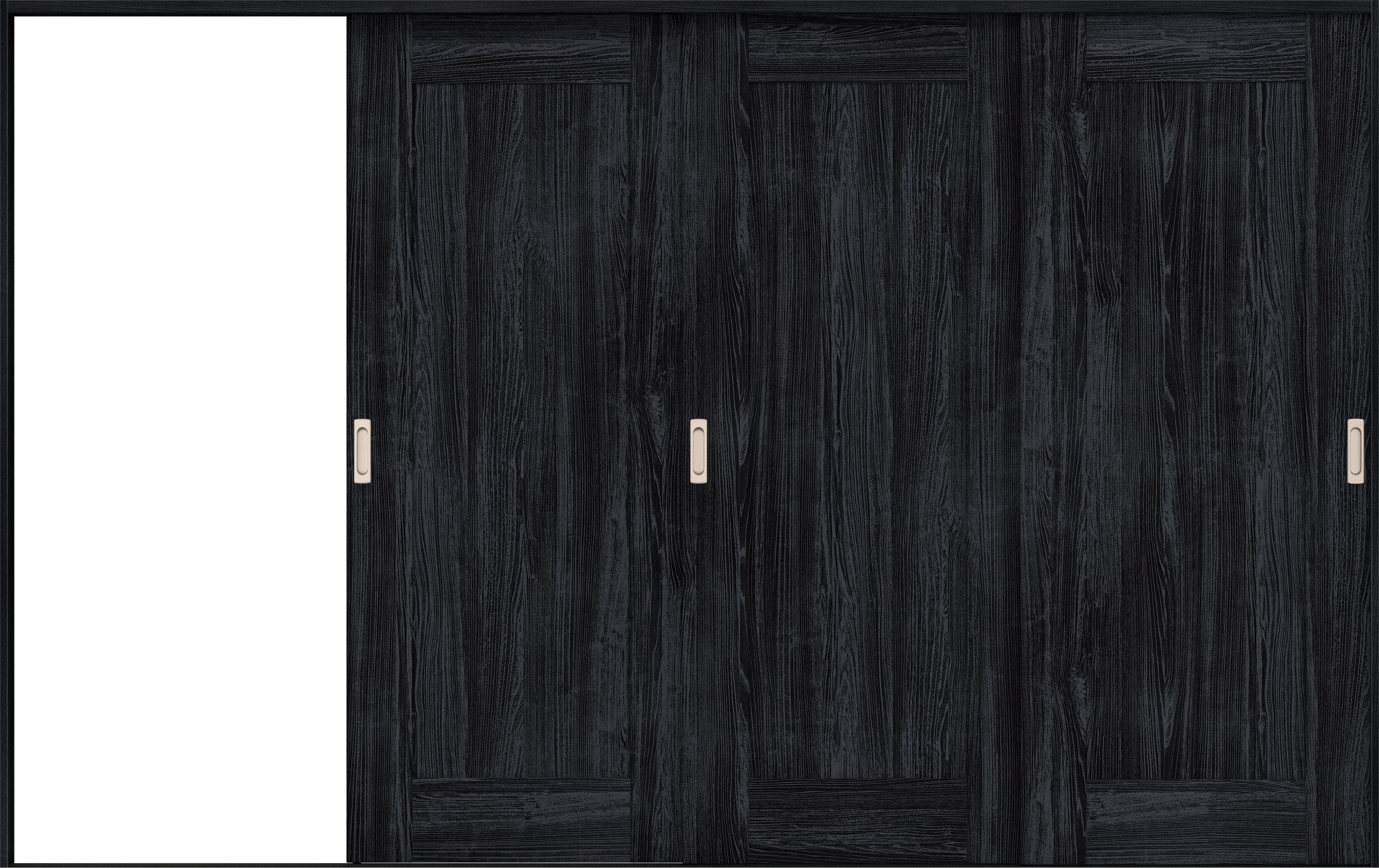 リビングドア　イエリア　引戸・３枚片引　扉セット　３８デザイン　３２２９幅用　２０００高　〈モスブラック柄〉　左引用　錠なし　ラクラクローズ付