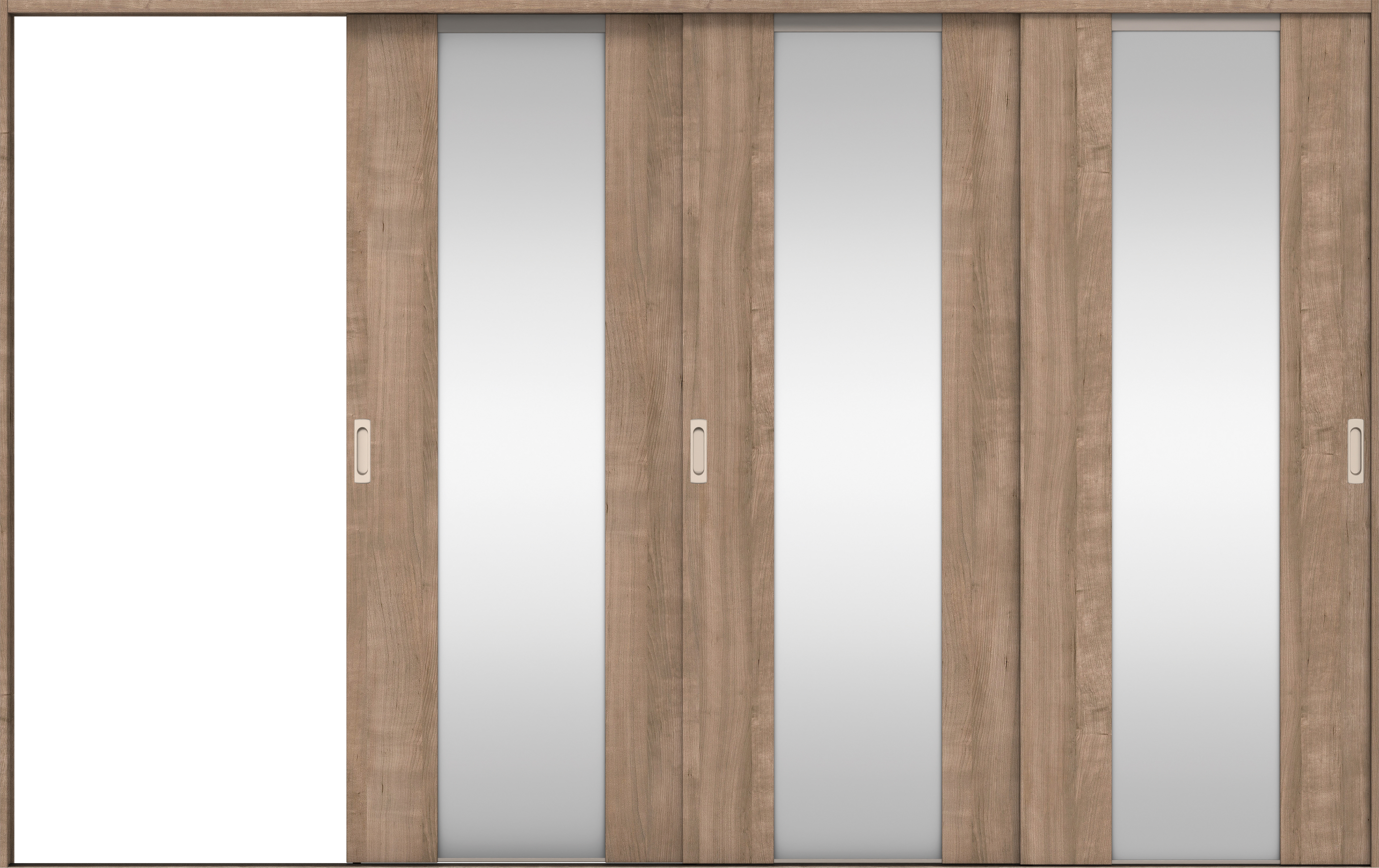 リビングドア　イエリア　引戸・３枚片引　扉セット　４Ｐデザイン　３２２９幅用　２０００高　〈トープグレー柄〉　左引用　錠なし　ラクラクローズ付