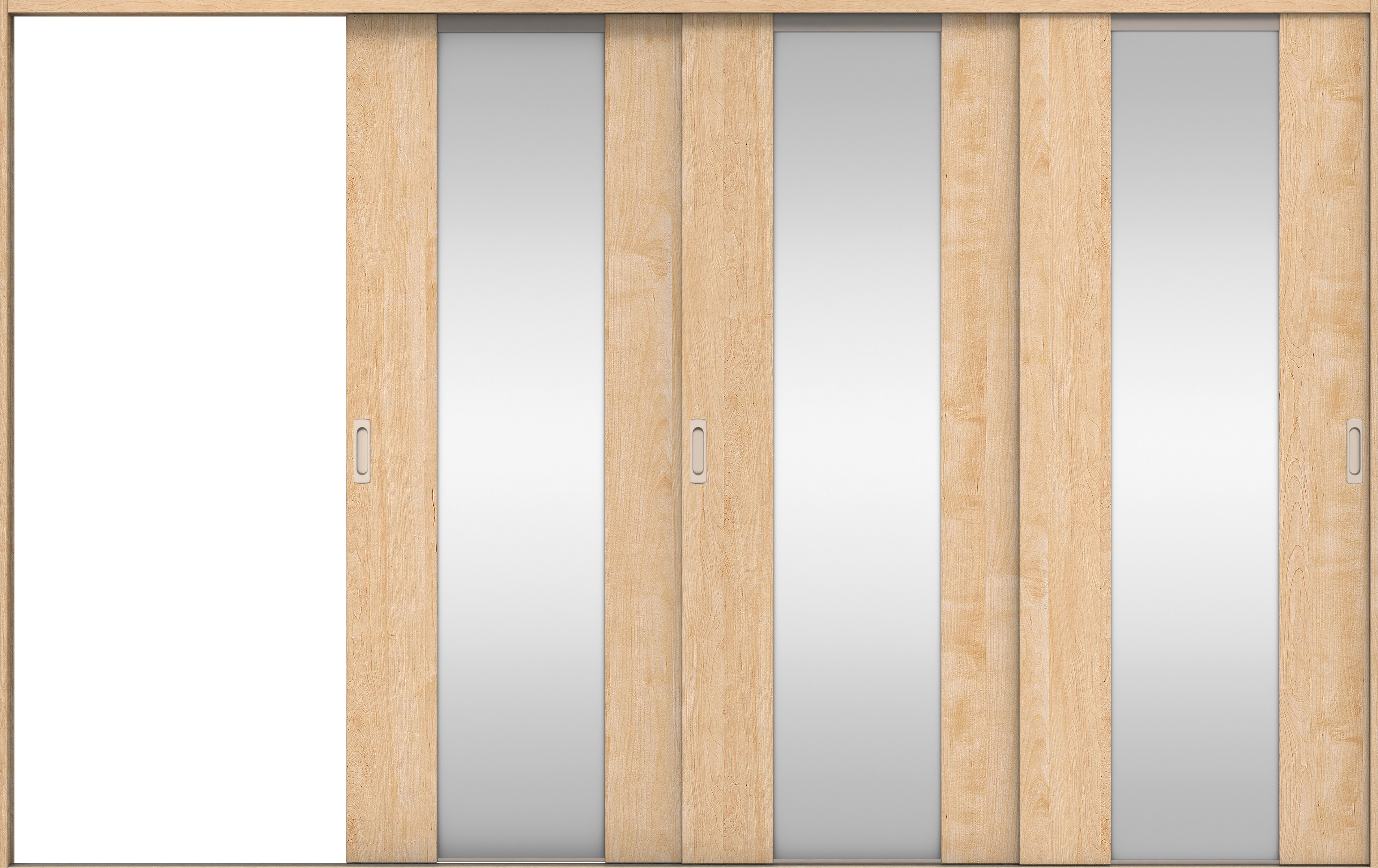 リビングドア　イエリア　引戸・３枚片引　扉セット　４Ｐデザイン　３２２９幅用　２０００高　〈ミルベージュ柄〉　左引用　錠なし　ラクラクローズ付