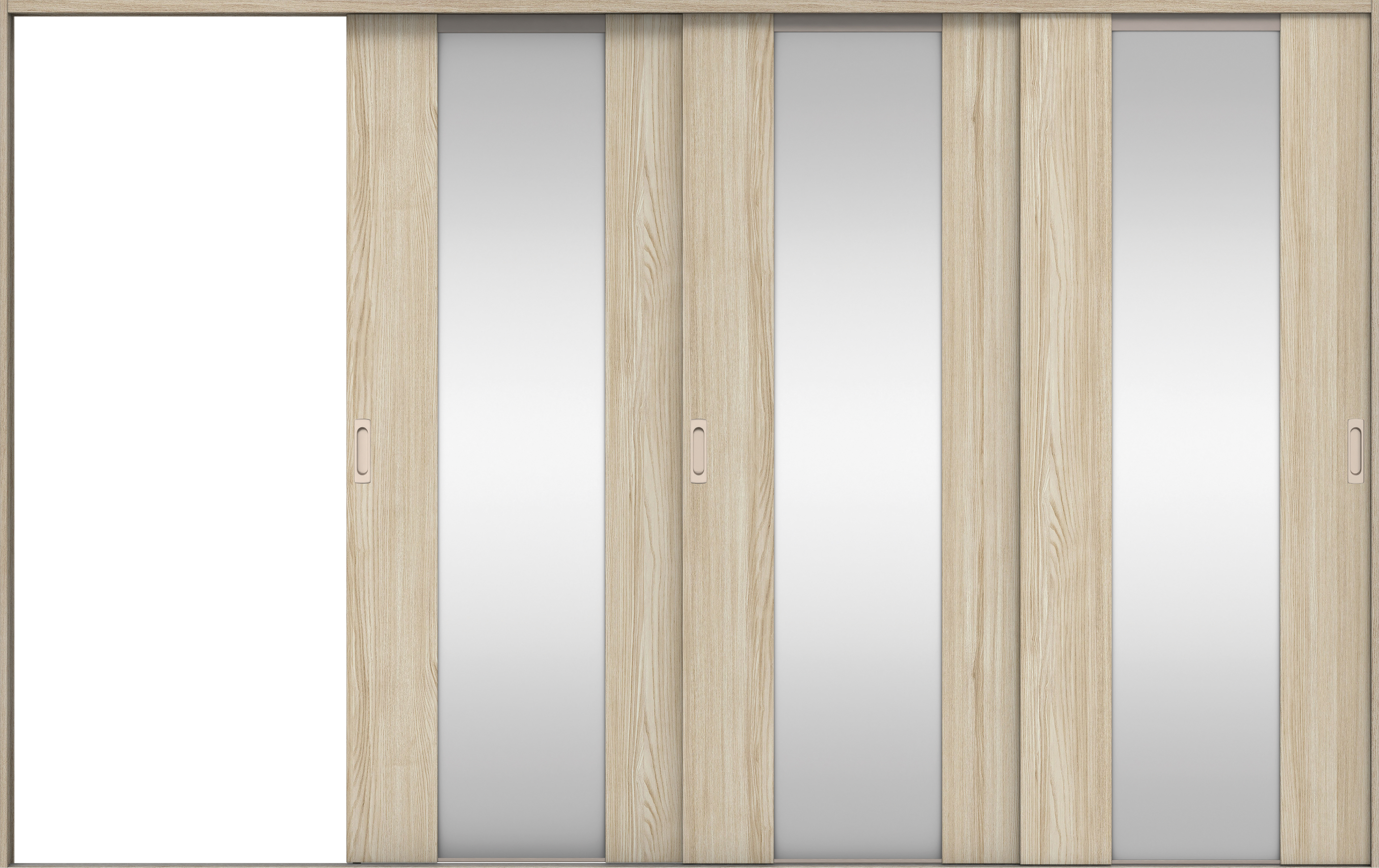 リビングドア　イエリア　引戸・３枚片引　扉セット　４Ｐデザイン　３２２９幅用　２０００高　〈ソフトグレージュ柄〉　左引用　錠なし　ラクラクローズ付