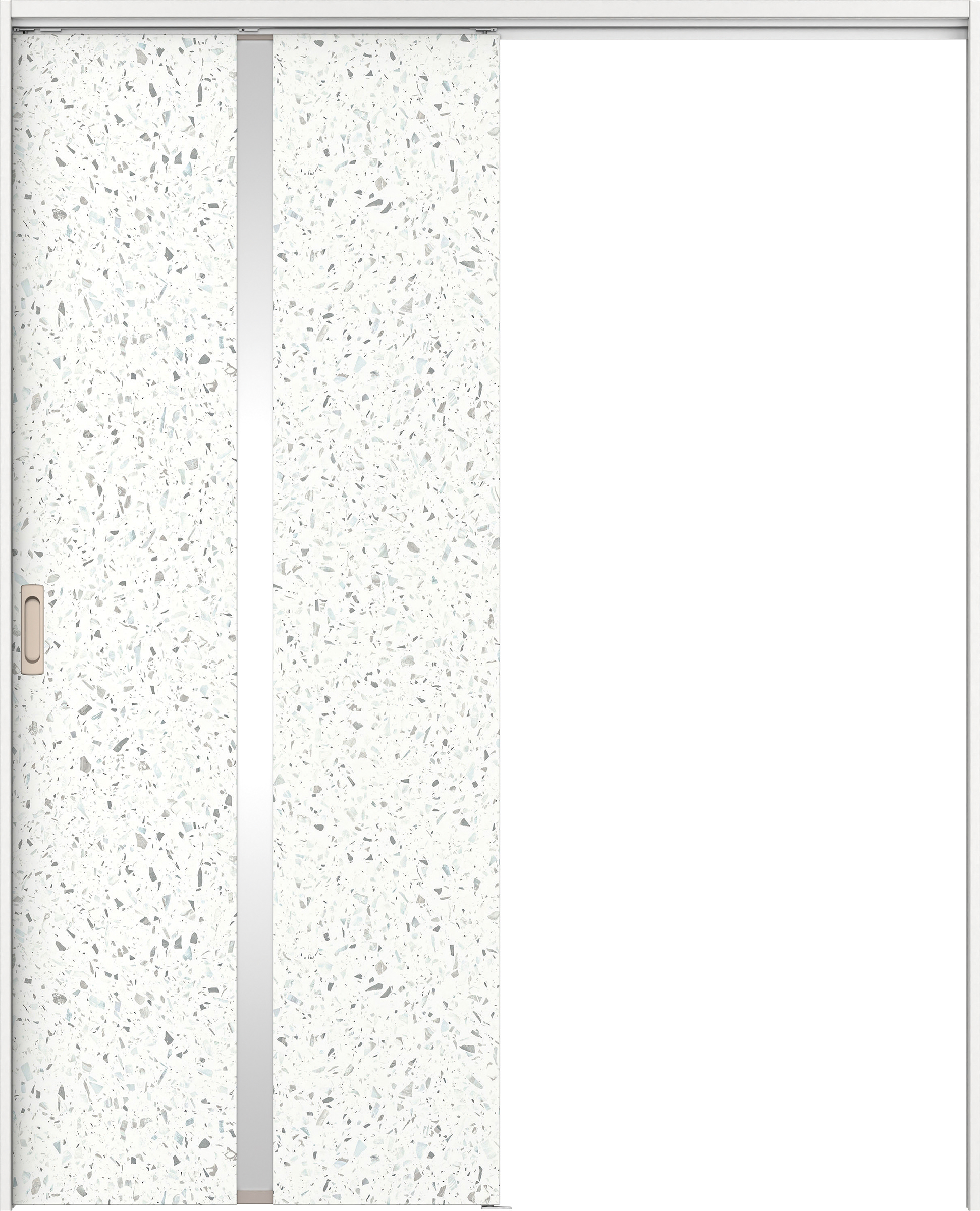 リビングドア　イエリア　吊戸・片引　扉セット　２Ｐデザイン　１７４５幅用　２０００高　〈テラゾホワイト柄〉　左右兼用　錠なし　ラクラクローズ付用
