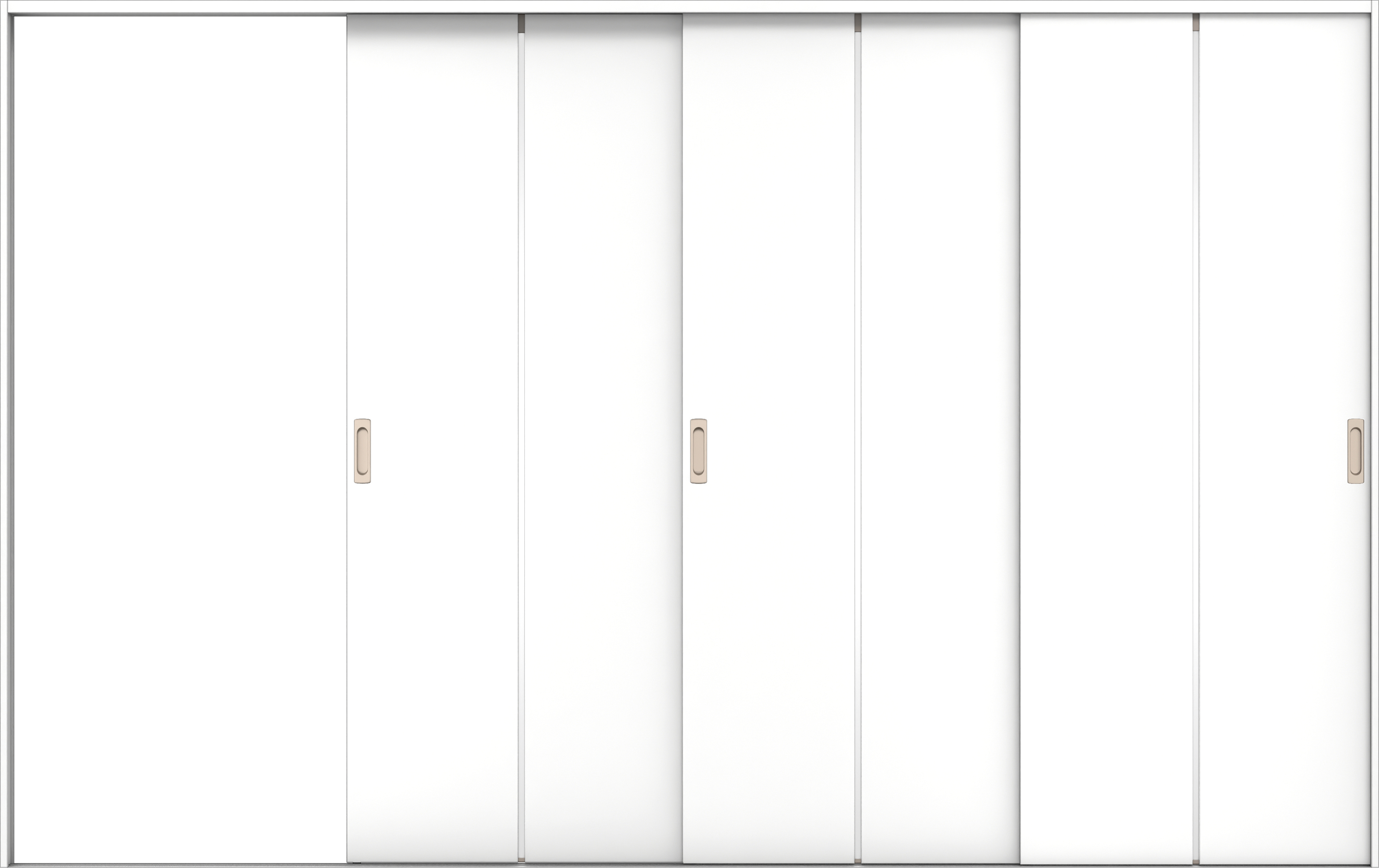 リビングドア　イエリア　引戸・３枚片引　扉セット　６Ｐデザイン　３２２９幅用　２０００高　〈パウダーホワイト柄〉　左引用　錠なし　ラクラクローズ付