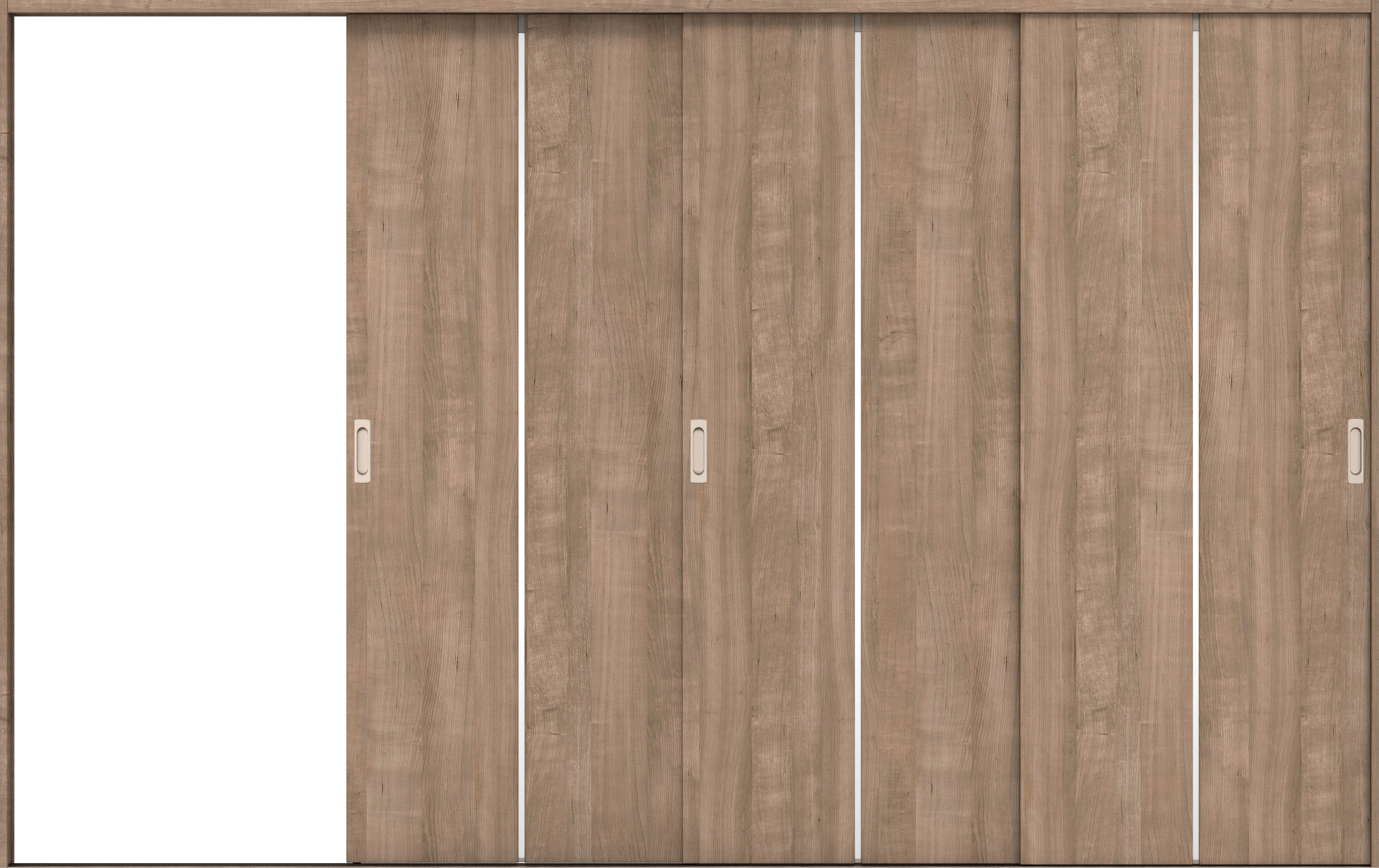 リビングドア　イエリア　引戸・３枚片引　扉セット　６Ｐデザイン　３２２９幅用　２０００高　〈トープグレー柄〉　左引用　錠なし　ラクラクローズ付