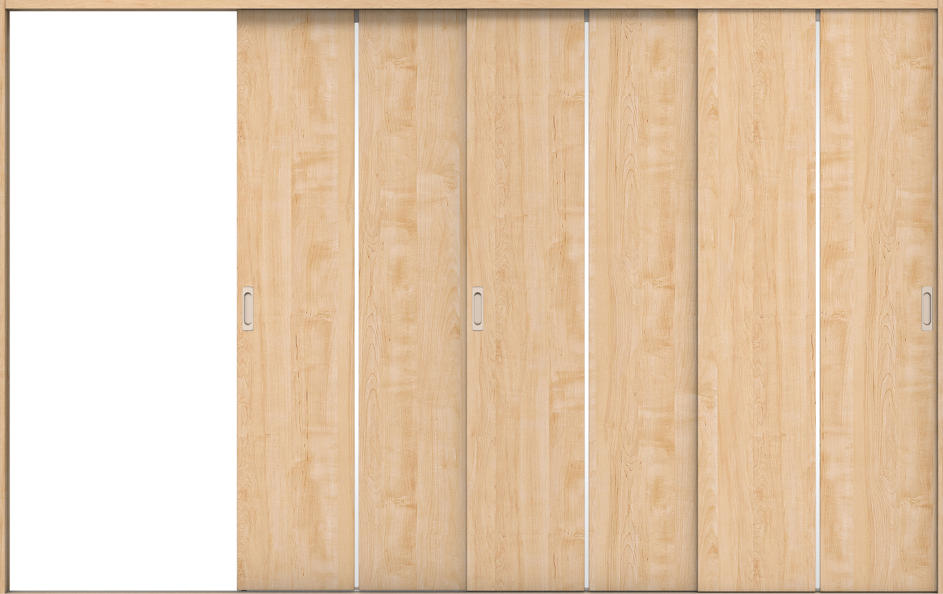 リビングドア　イエリア　引戸・３枚片引　扉セット　６Ｐデザイン　３２２９幅用　２０００高　〈ミルベージュ柄〉　左引用　錠なし　ラクラクローズ付